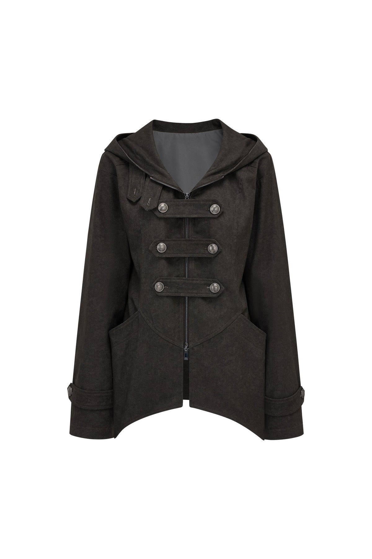 Mid-Length Denim Hooded Jacket