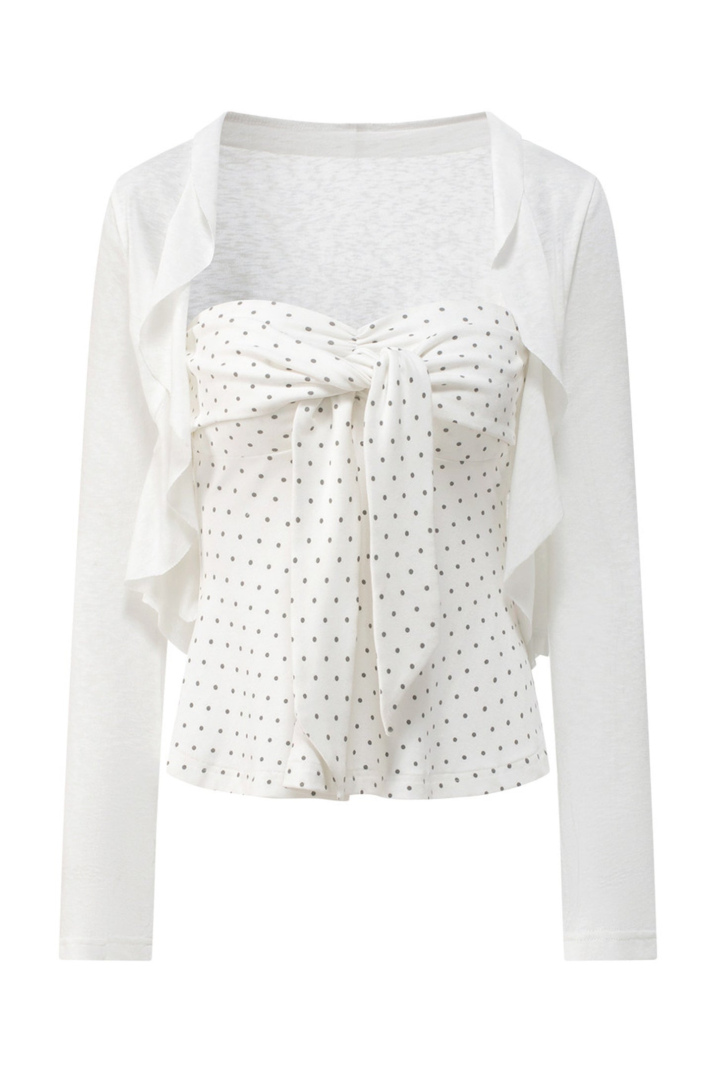 Polka Dot Tube Top and Shawl Cardigan Set