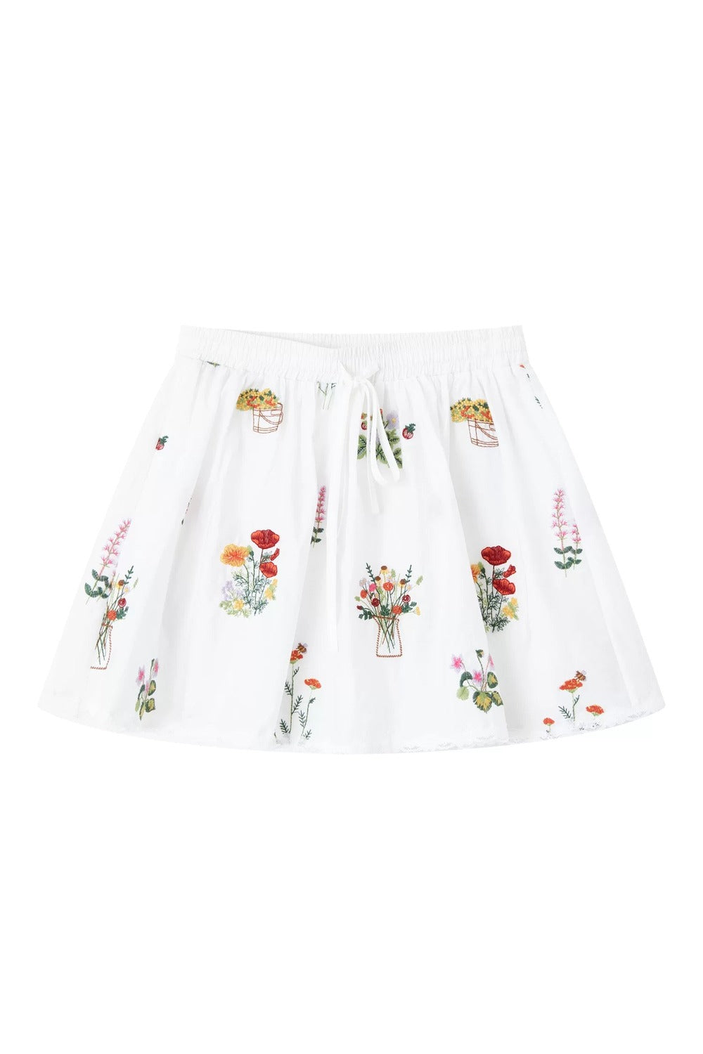 Floral lace embroidered blouse and skirt set