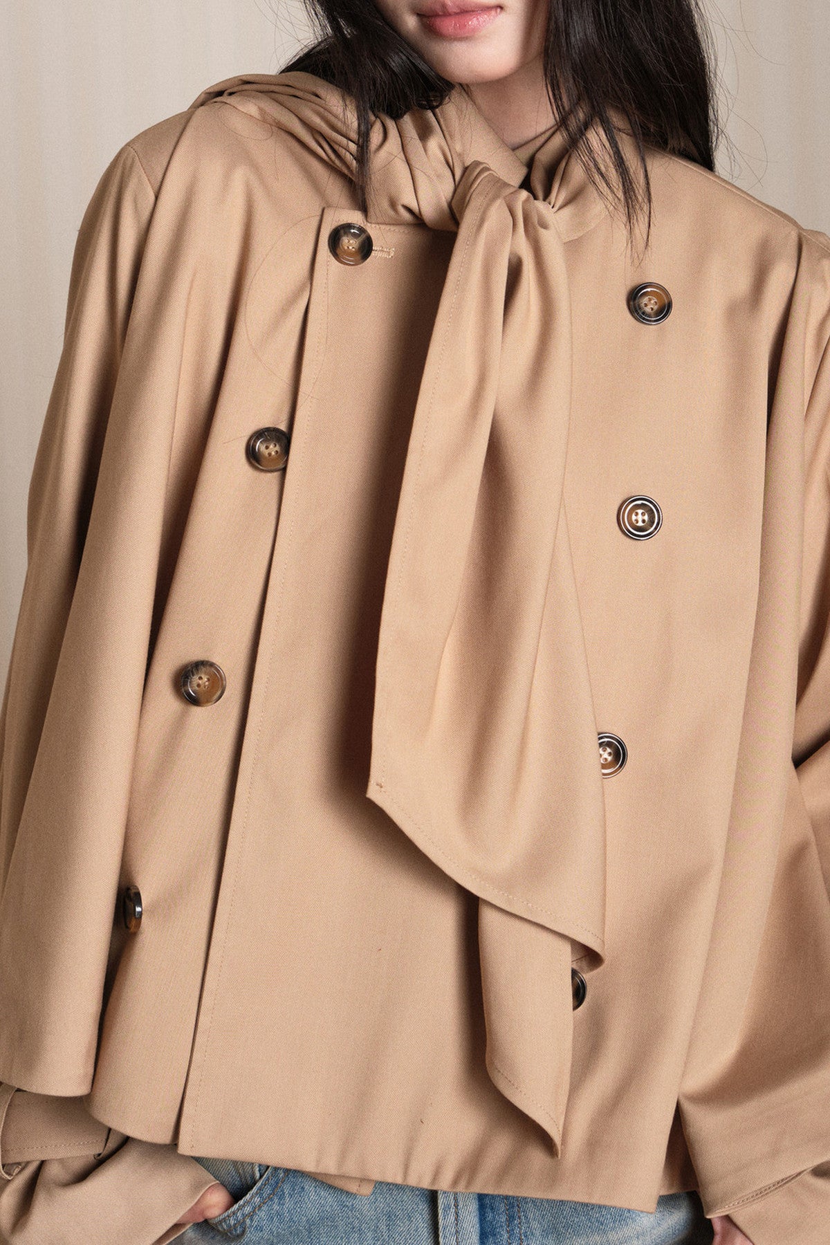 Double-Breasted Cape Trench Coat