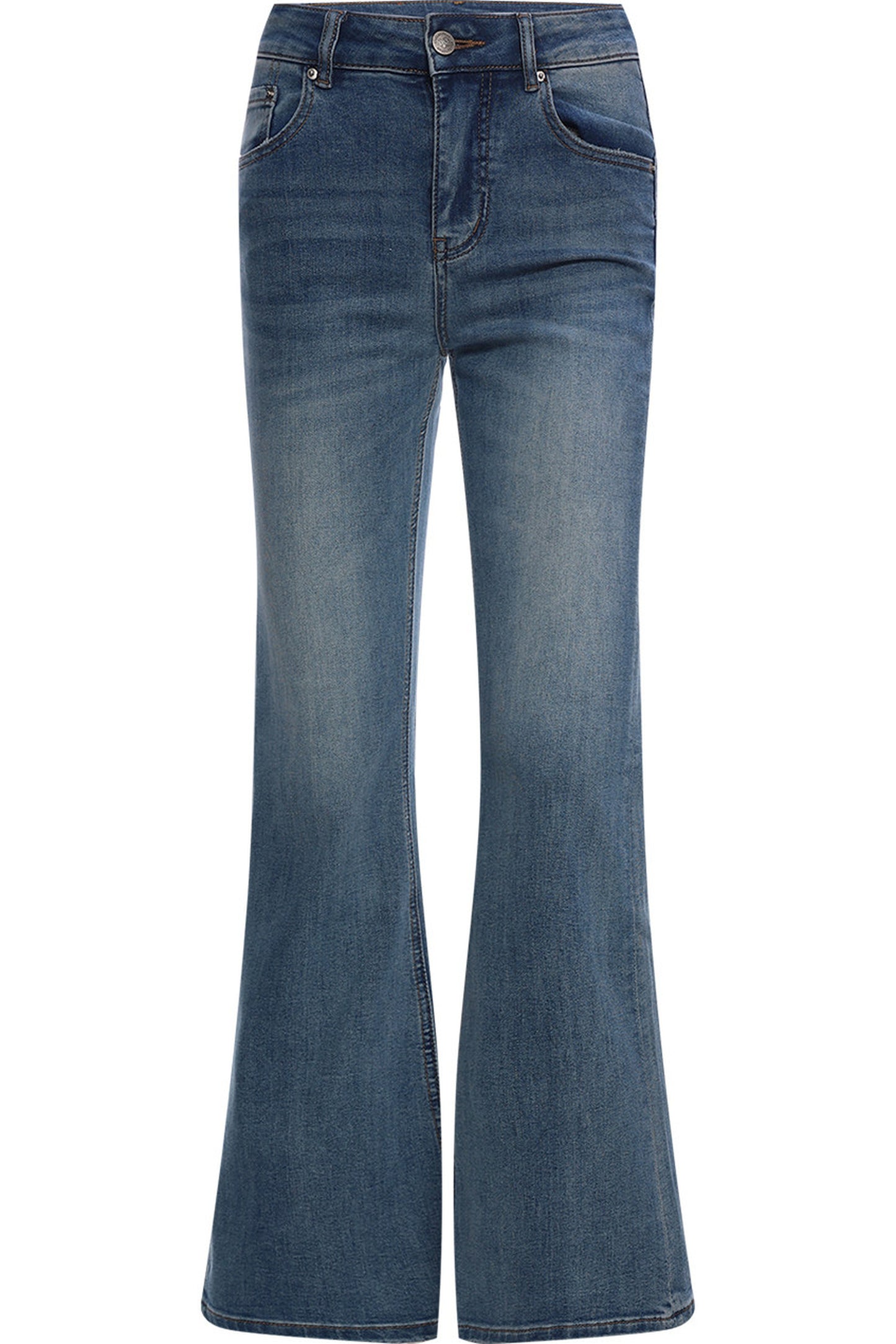 Purple Tie Flutter Sleeve Top and Denim Pants Set-Up