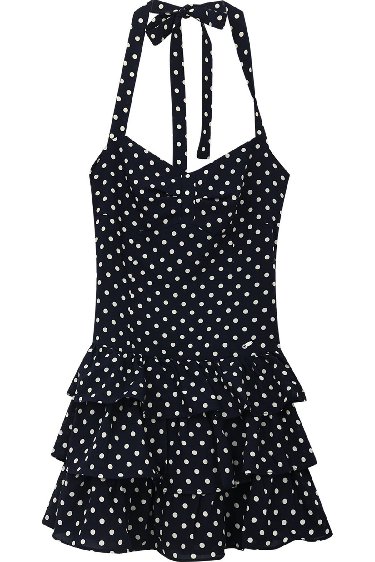 Polka Dot Halter Tiered Dress