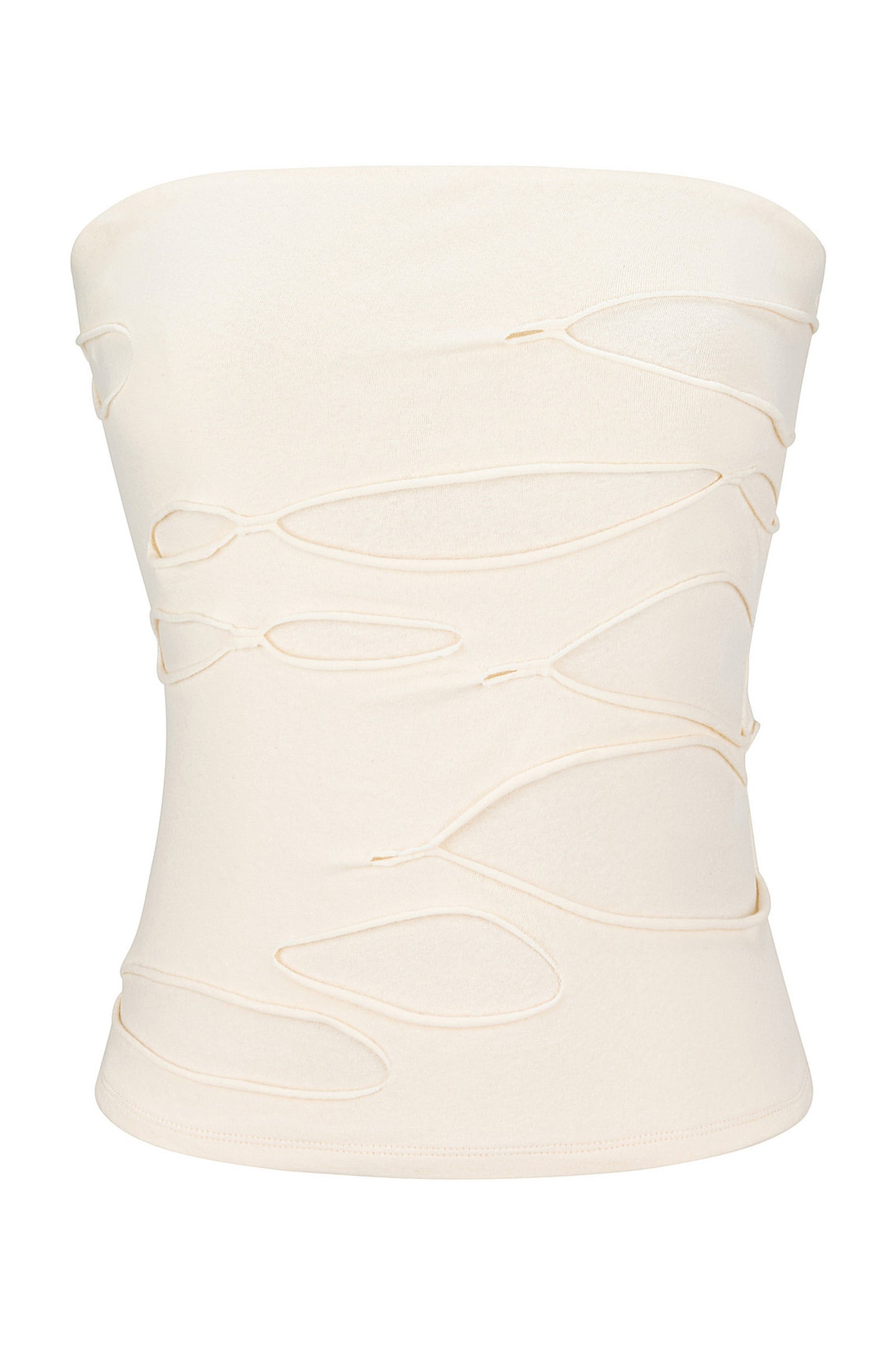 Textured Ripped Cut-Out Strapless Tube Top