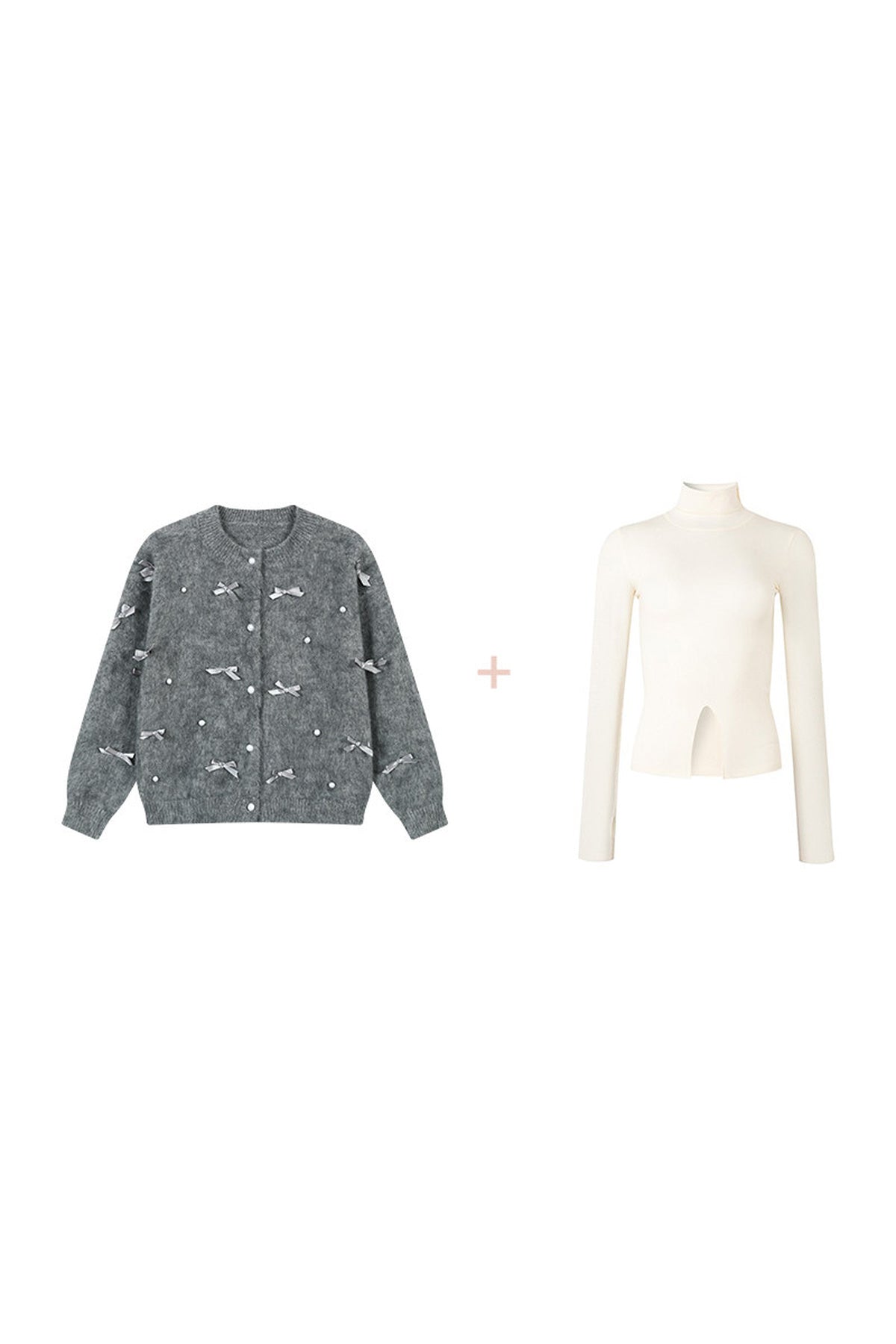 Ballet Bow Knit Cardigan With Skirt Set