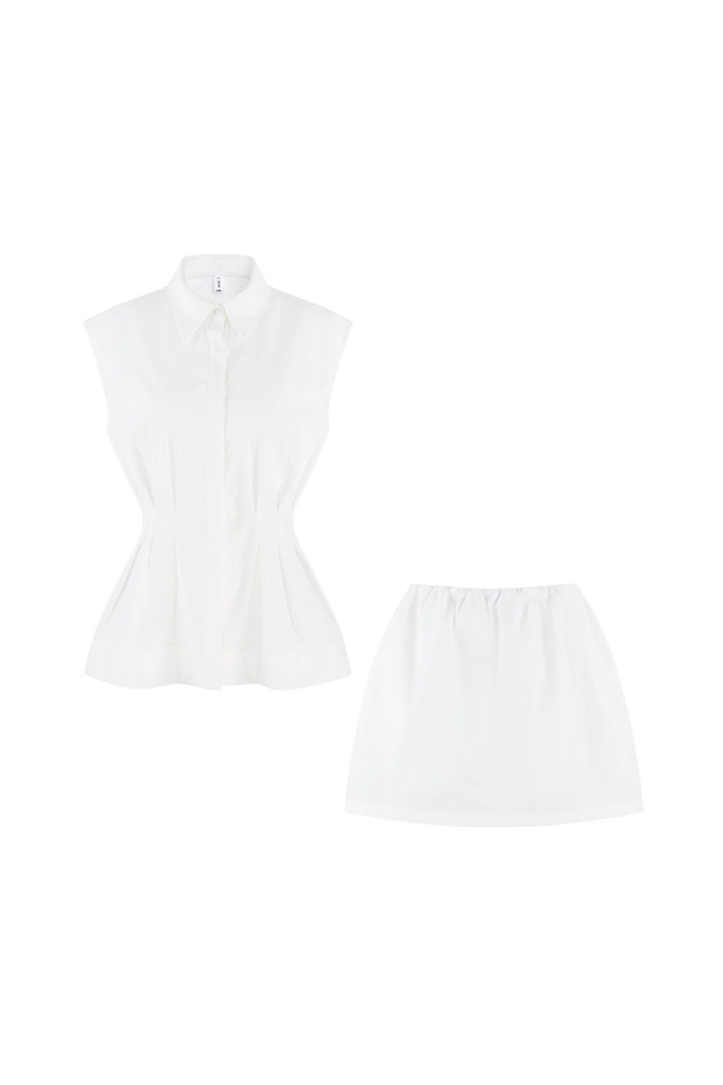 Pleated Shirt and Mini Skirt Set-Up