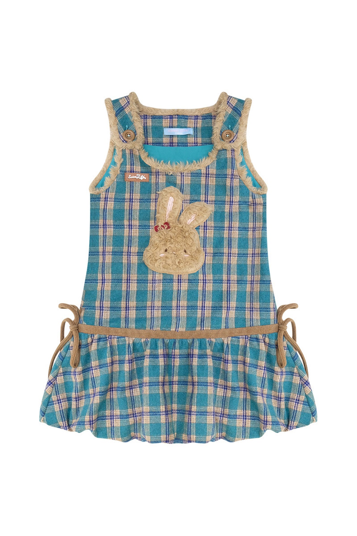 Plaid Bunny Pocket Vest Dress