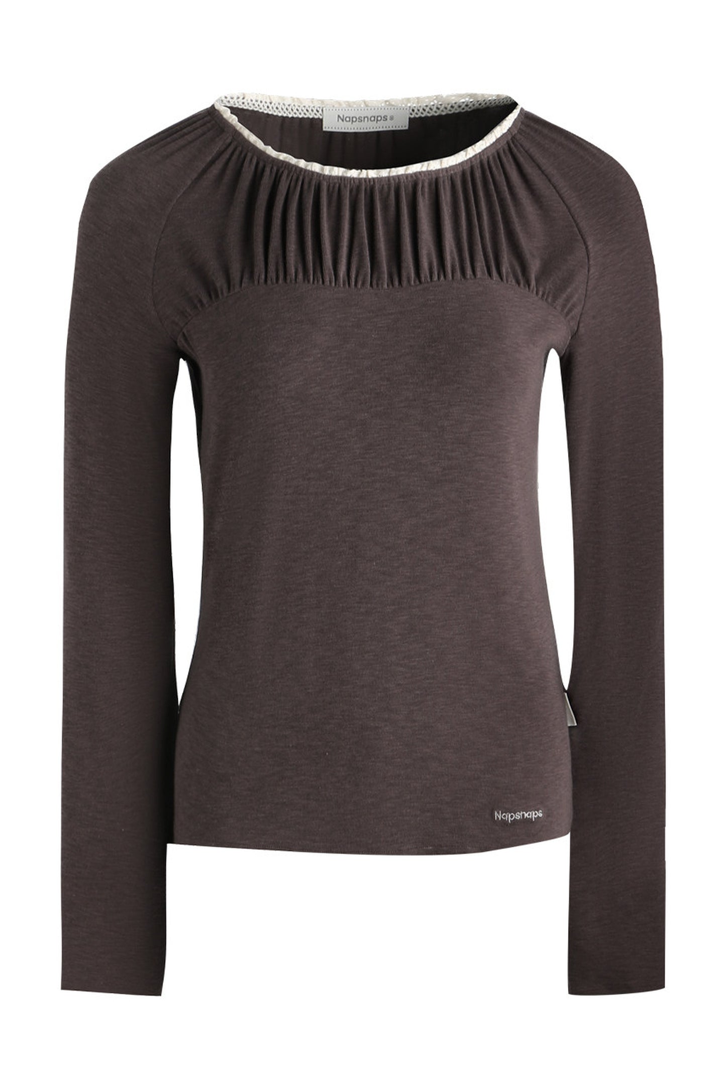 Pleated Striped Knit Base Layer Top