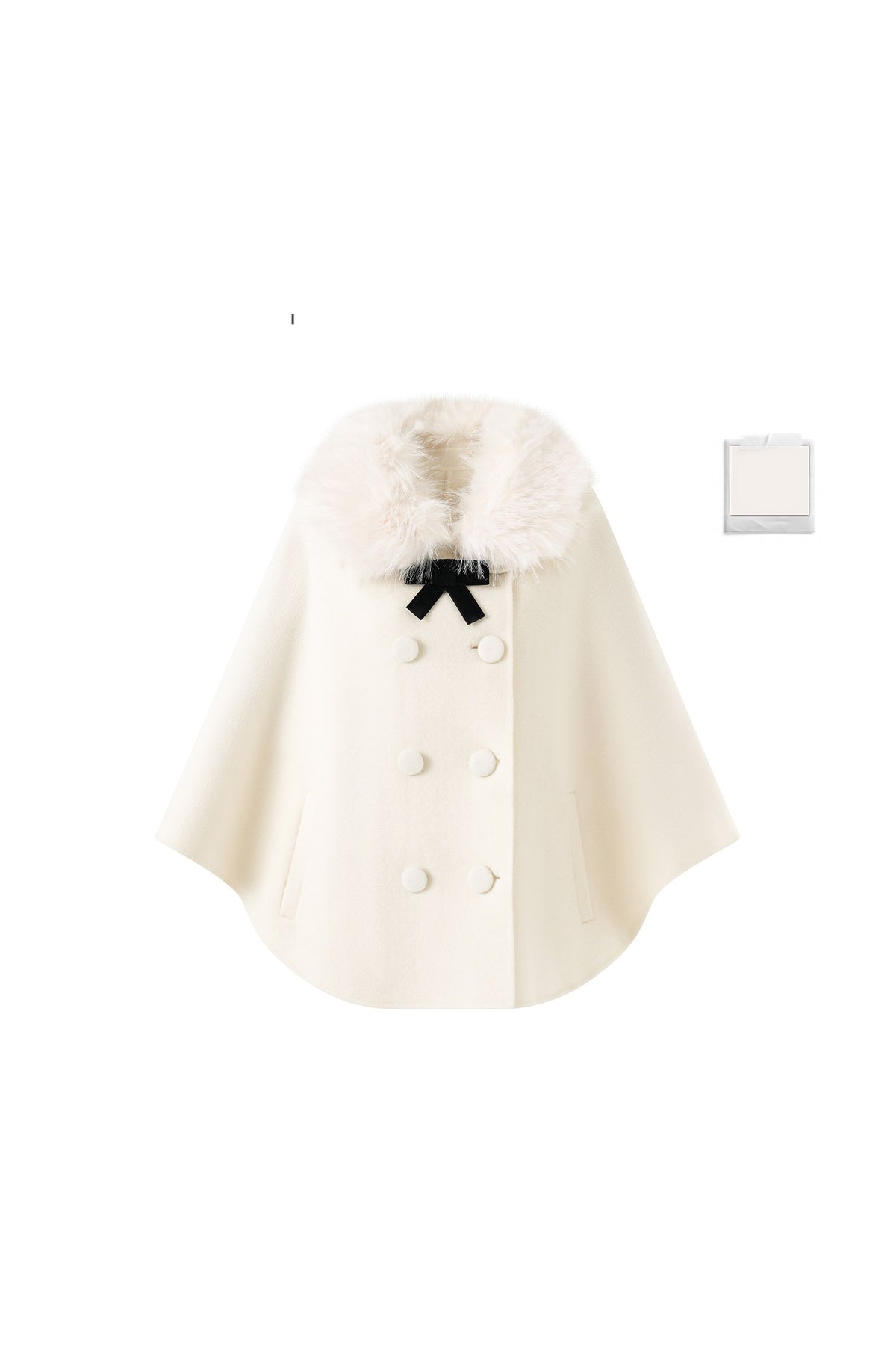 Large Fur Collar Velvet Bow Cape