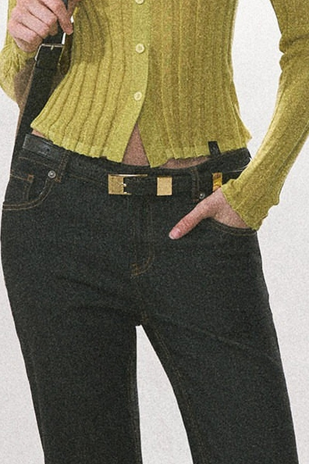 Jeans lavati a vita alta con gamba dritta
