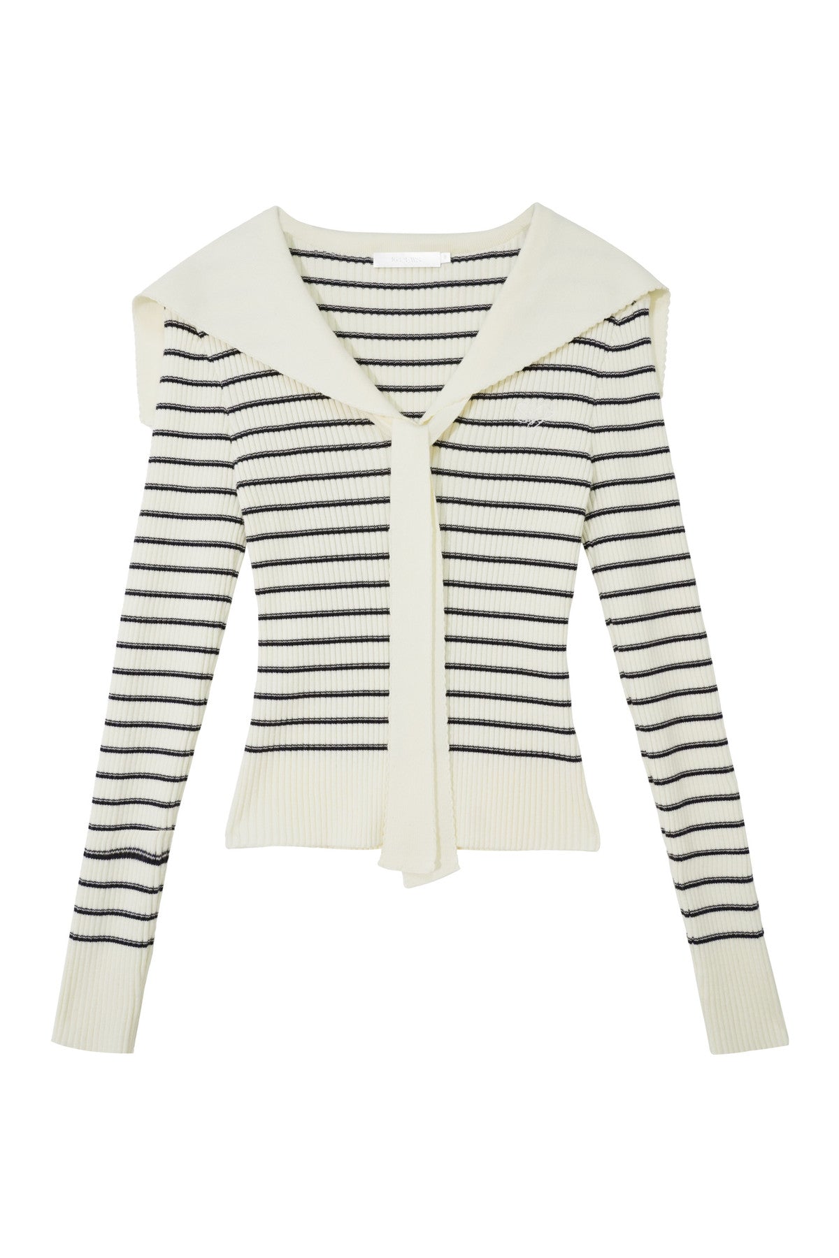 Navy Striped Sailor Collar Knit Top