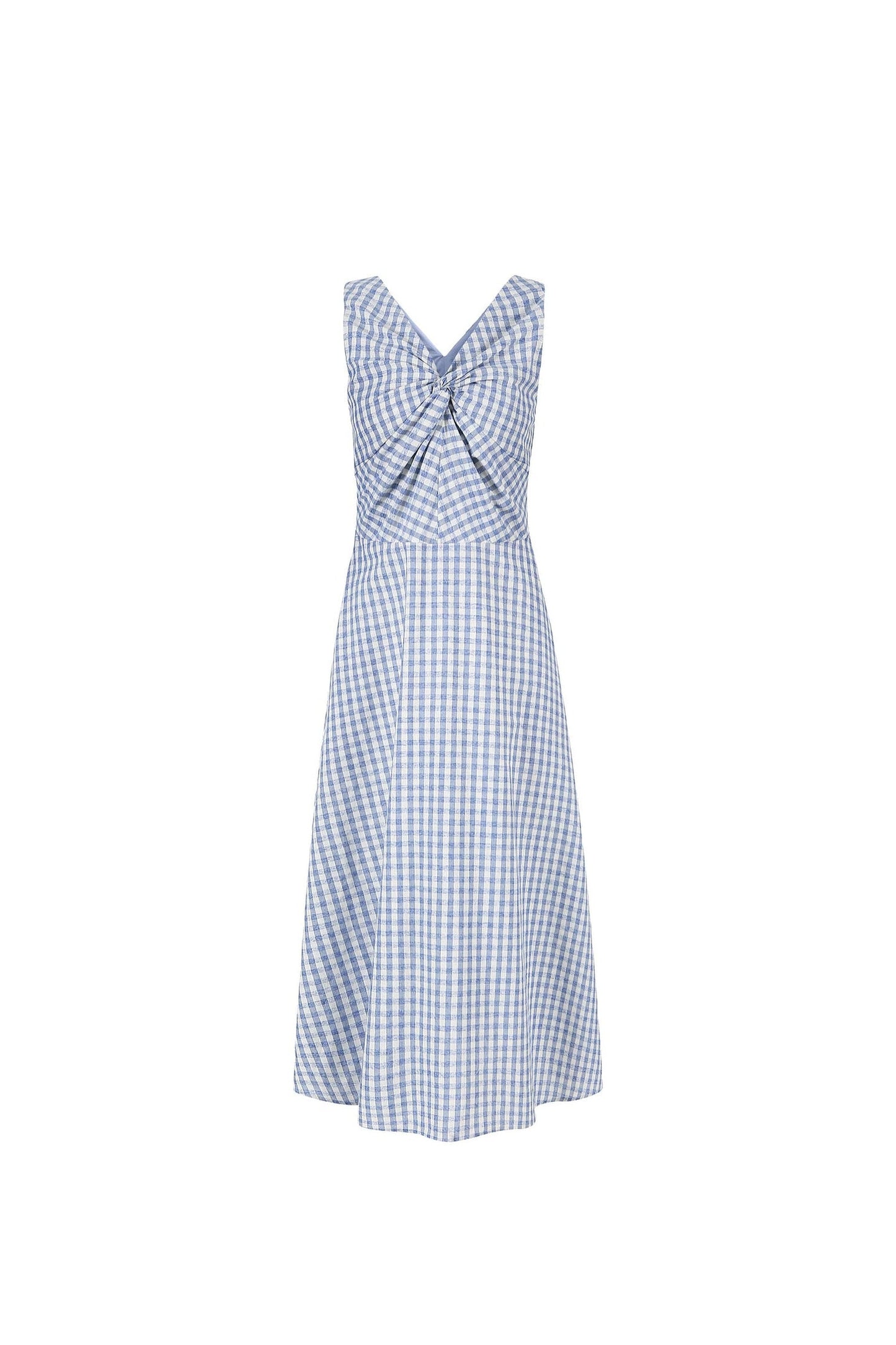 Kariertes Wickelkleid mit V-Ausschnitt