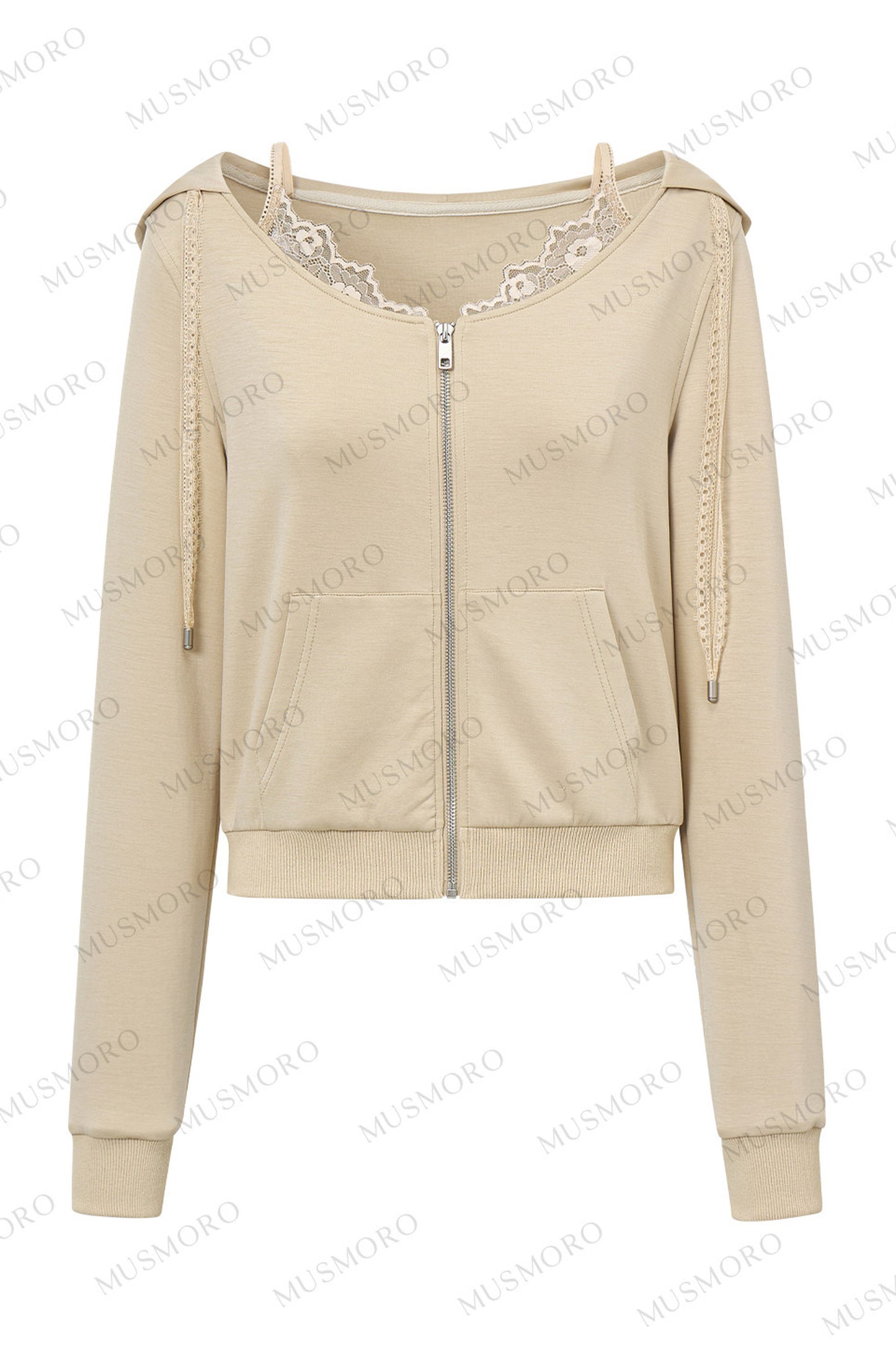 Sweatshirt mit Spitzenkapuze aus Lyocell-Mix in Air-Layer-Qualität