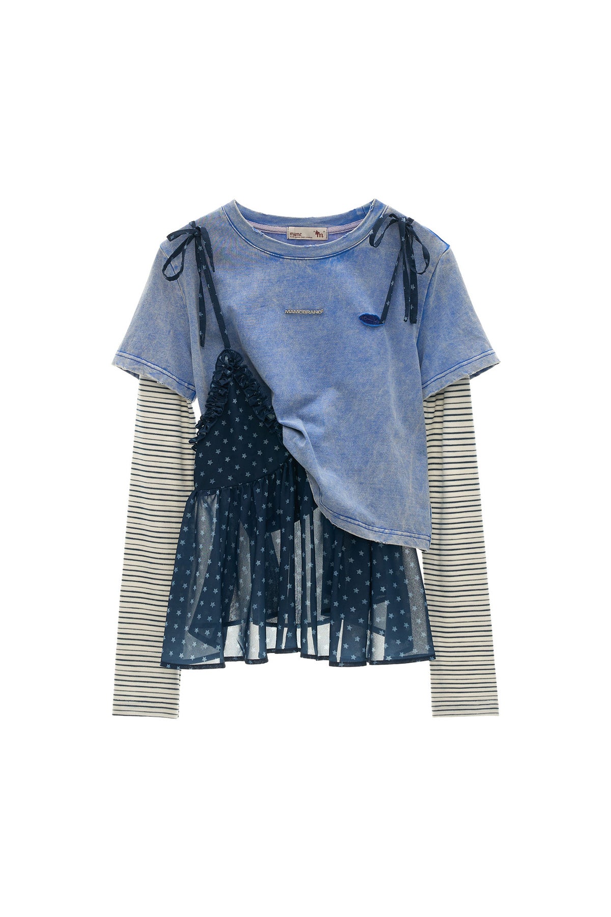Ensemble tee-shirt manches longues en coton doux effet superposé