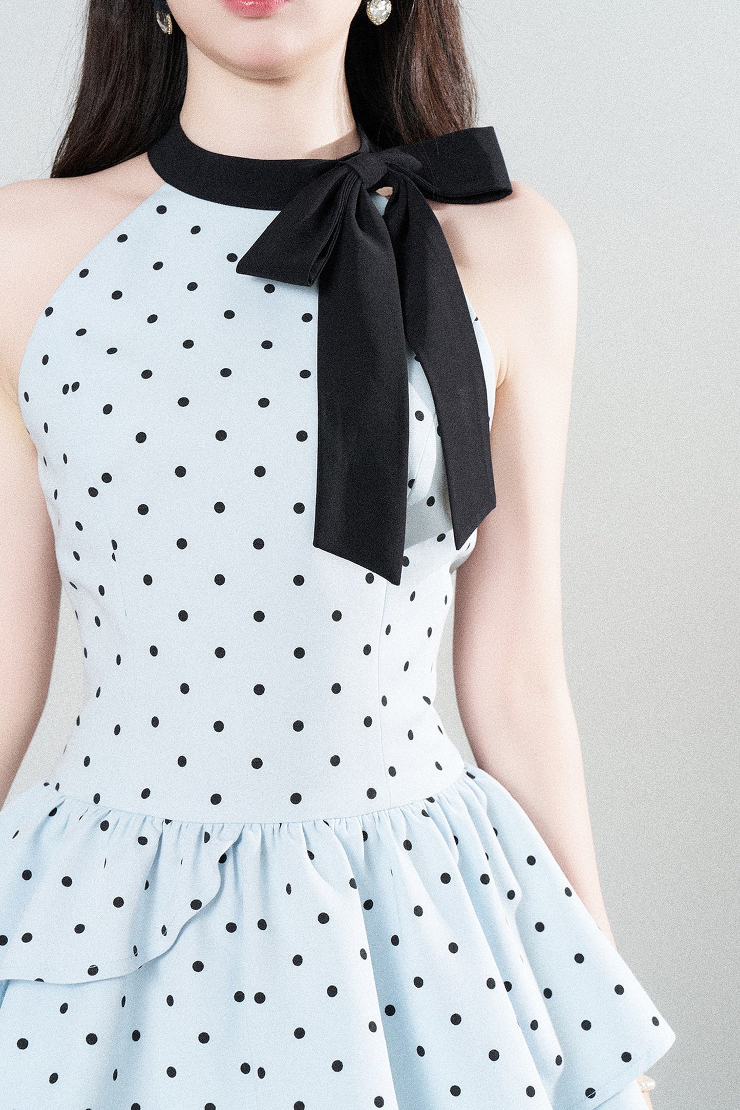 Blue Polka Dot Halter Dress