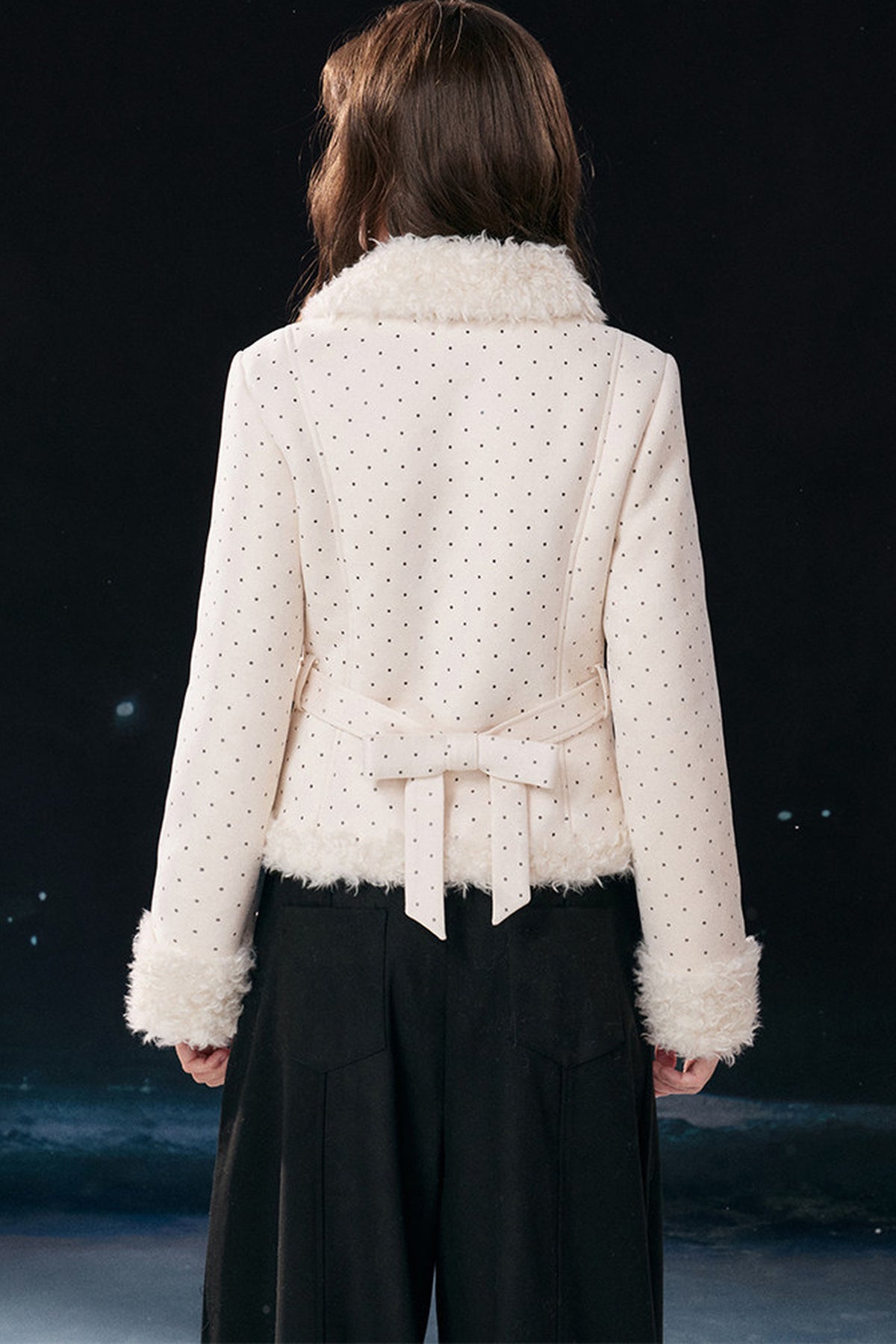 Polka Dot Faux Fur Jacket