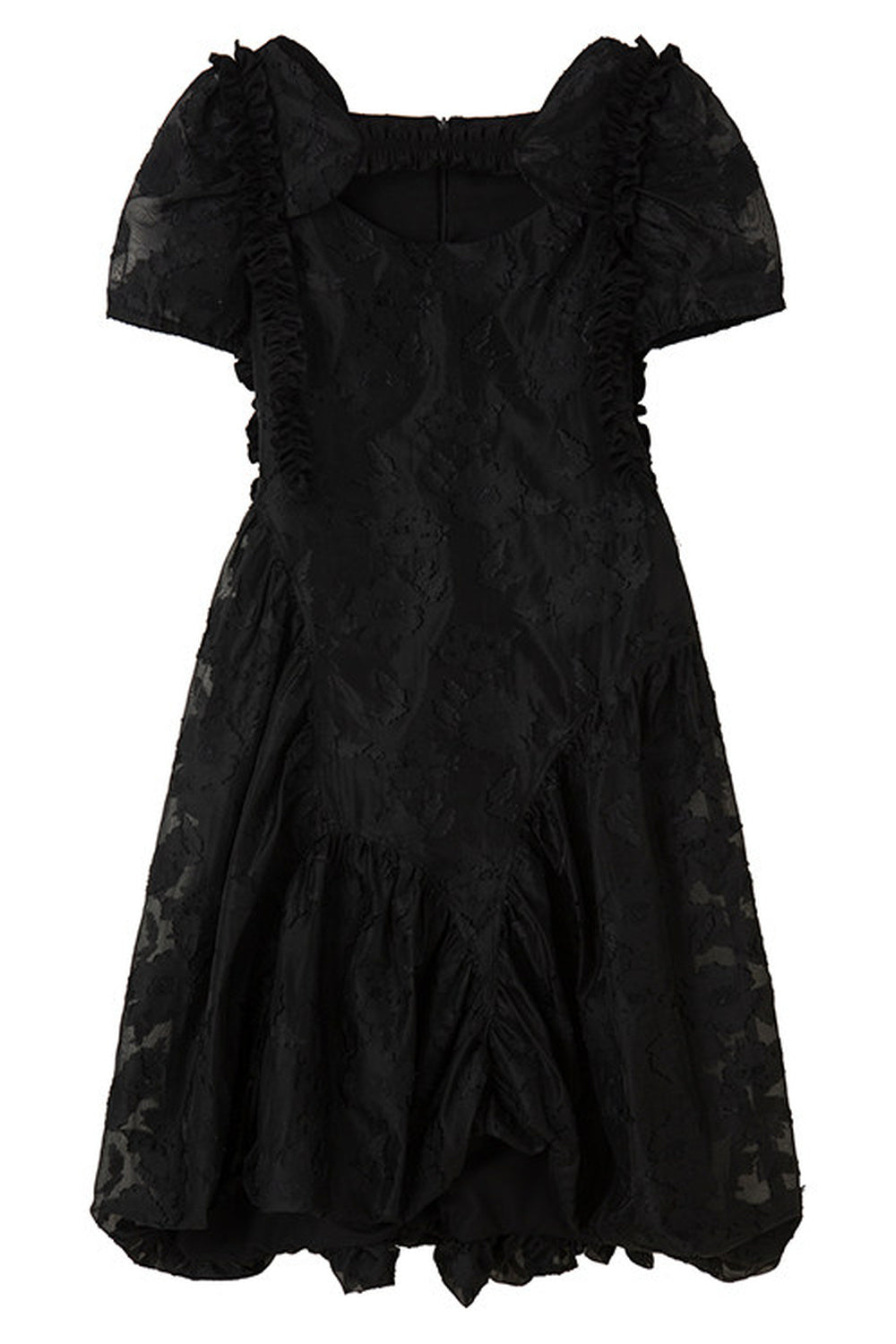 Irregular Floral Puff Dress