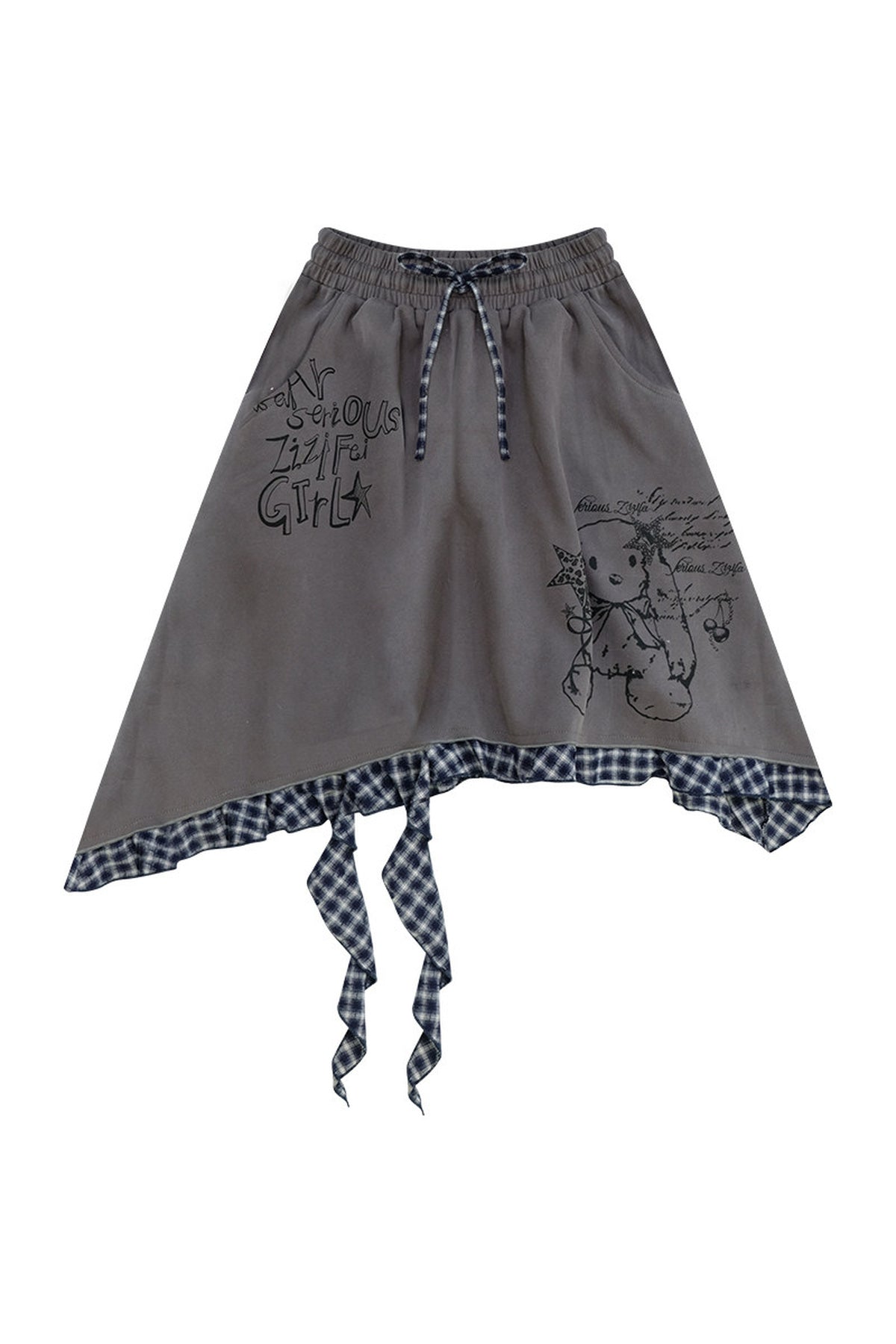 Plaid Graffiti Rabbit Skirt