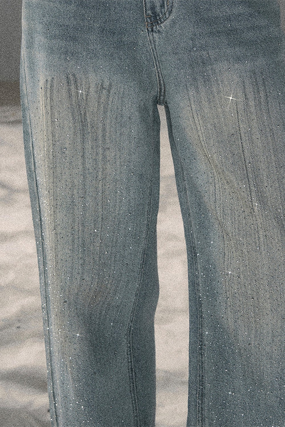 American-Style Rhinestone Wide-Leg Jeans