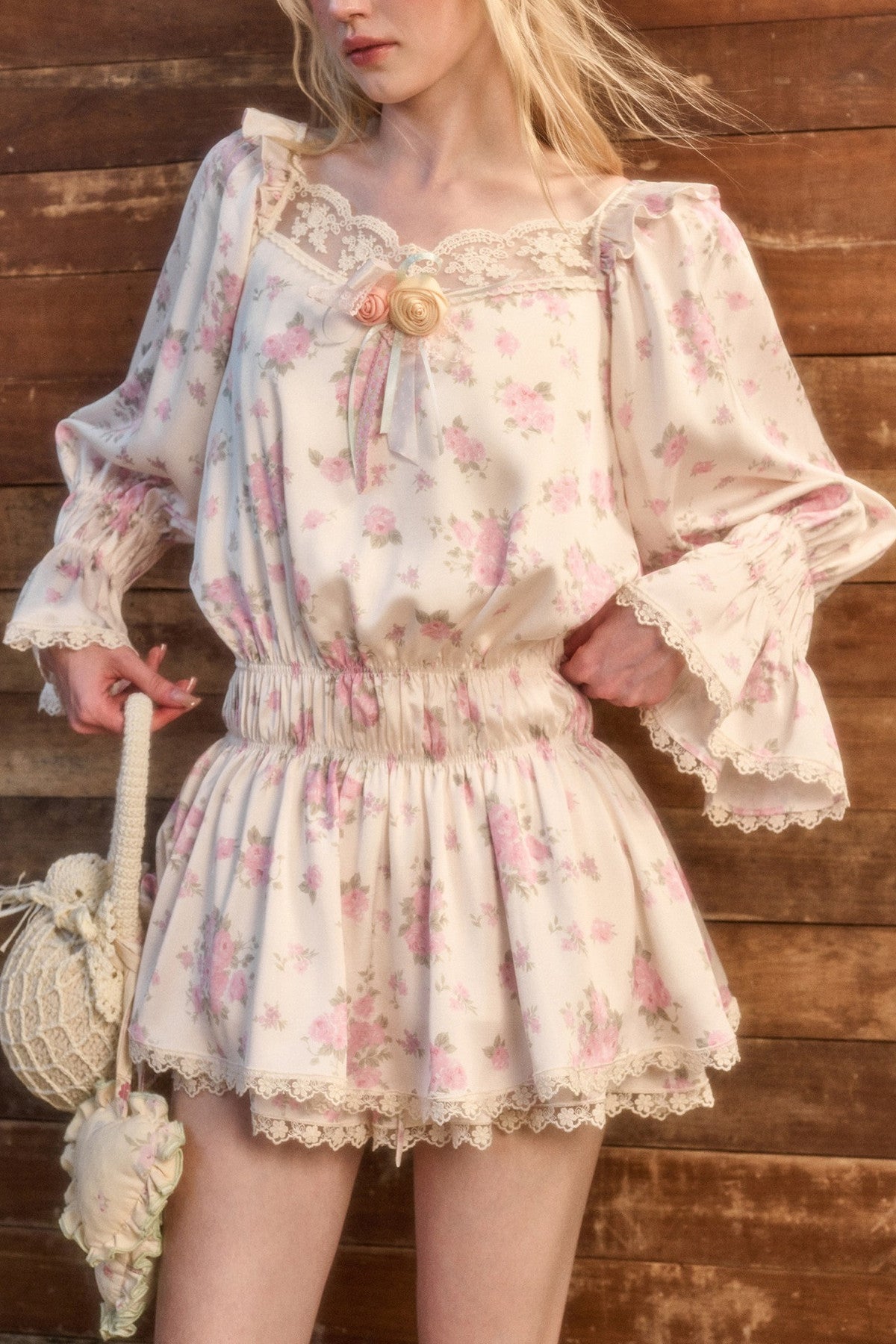 Floral Two-Piece Blouse and Shorts Set-Up