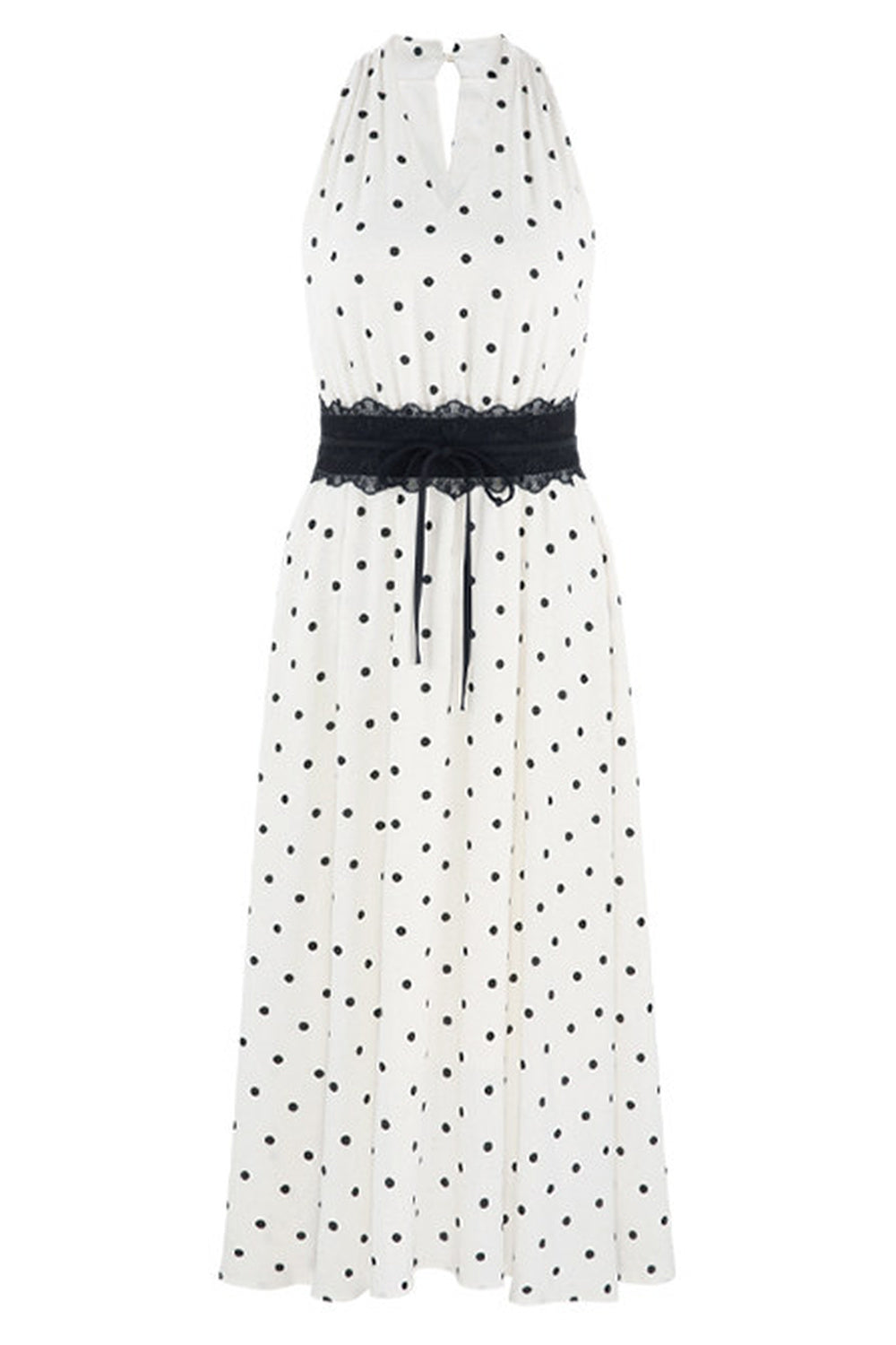 White Polka Dot Halter Dress