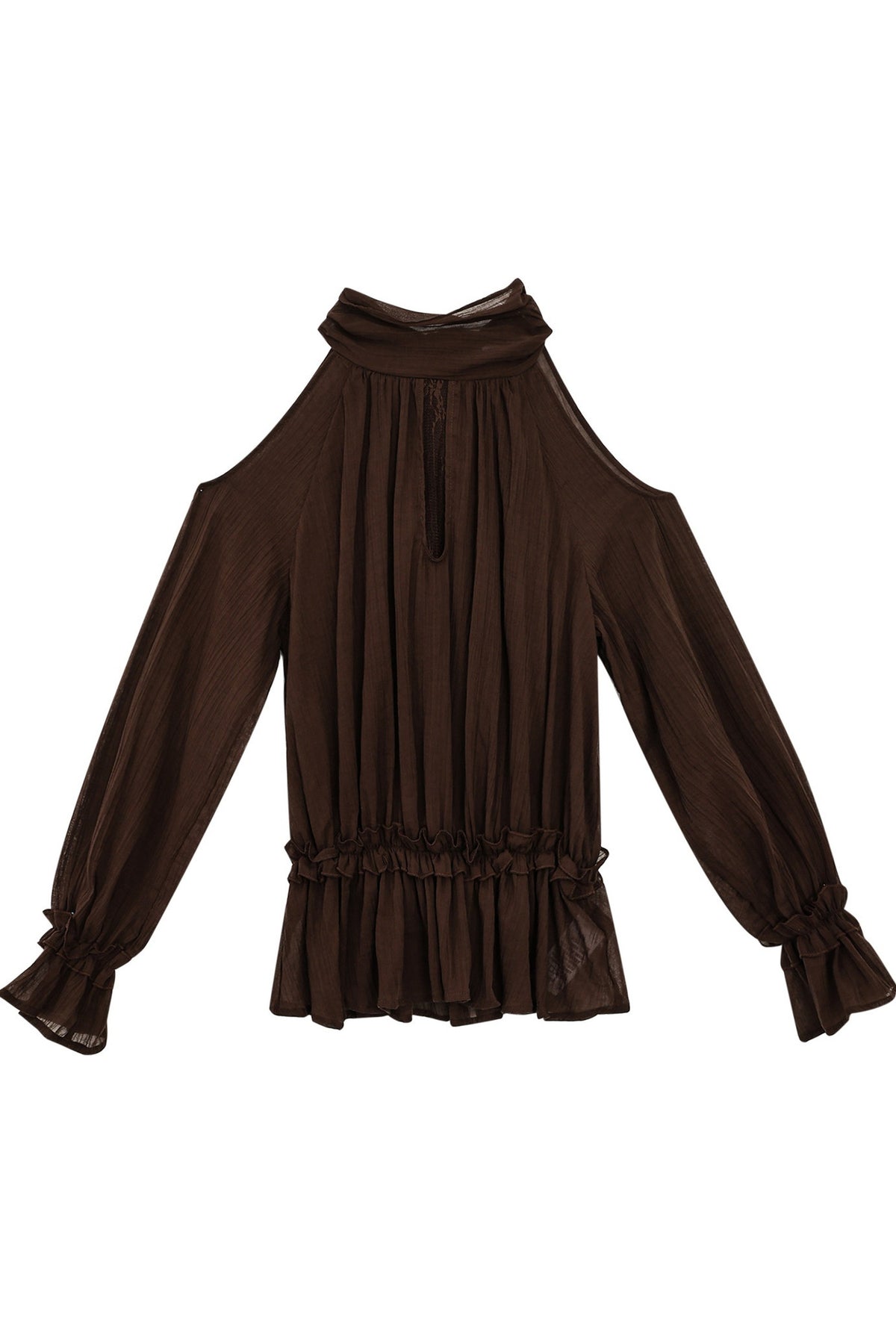 Retro Halterneck Off-Shoulder Ruffle Blouse
