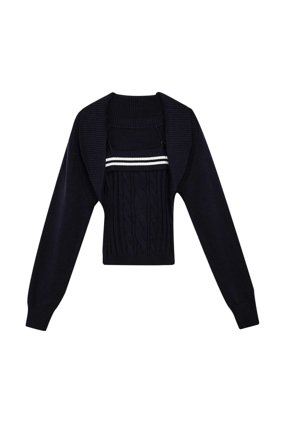 Striped Knit Camisole and Long-Sleeved Cardigan Set-Up