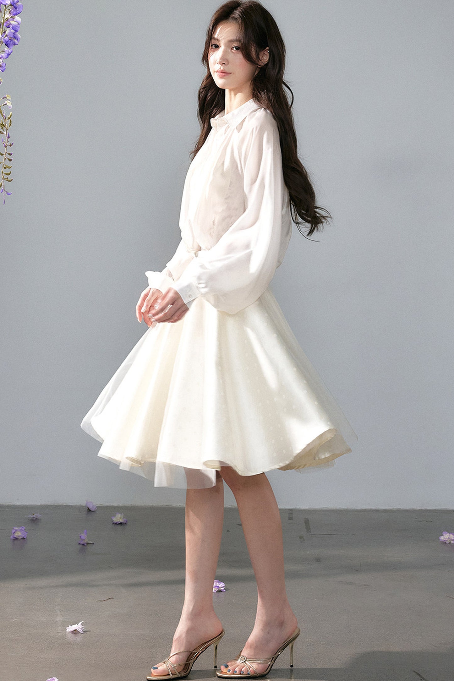 Schwingrock aus Satin mit Polka-Dots