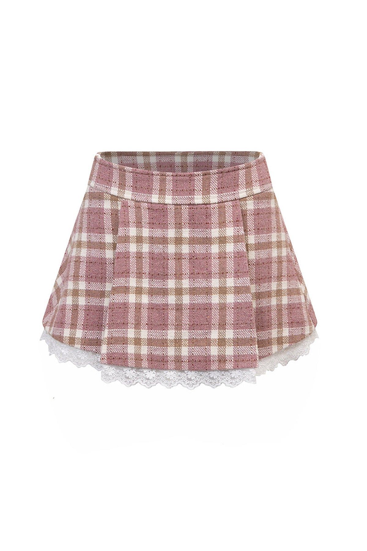 Wide Pleated Plaid Patchwork Skirt