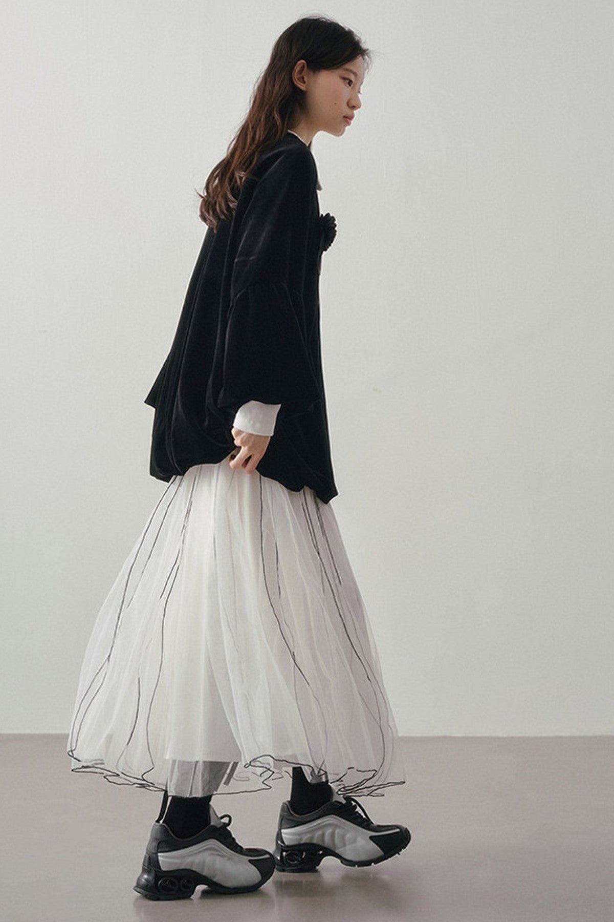 Patchwork Long Sleeve Velvet Tops
