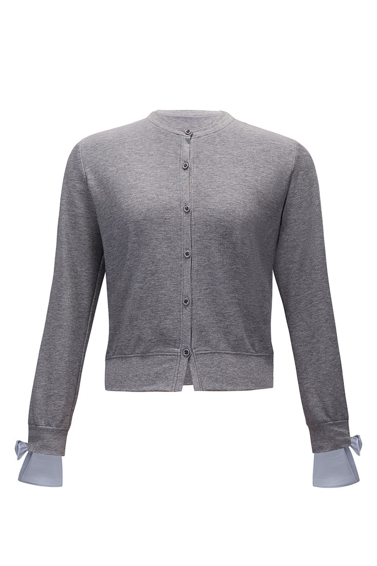 Layered-Look Bow Knit Cardigan