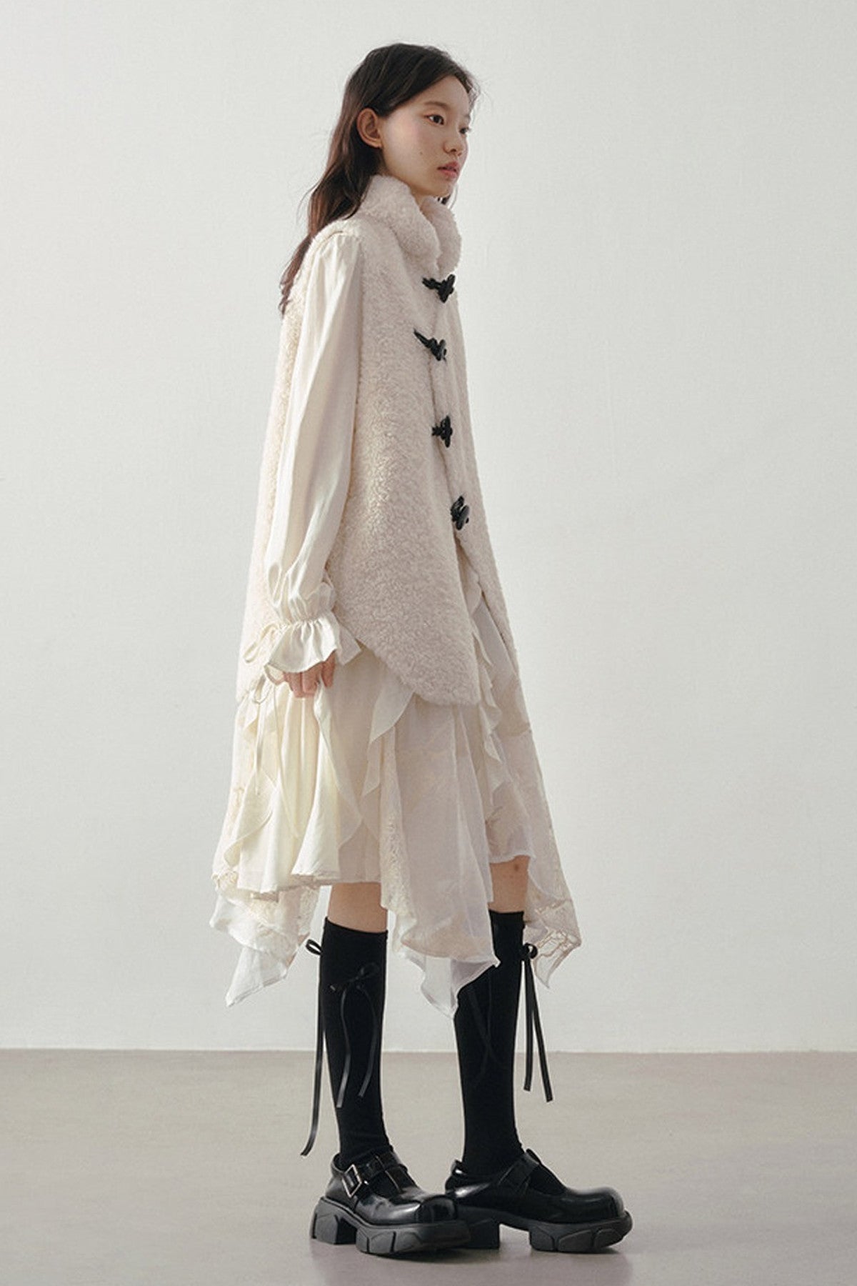 Beige Faux Shearling Vest