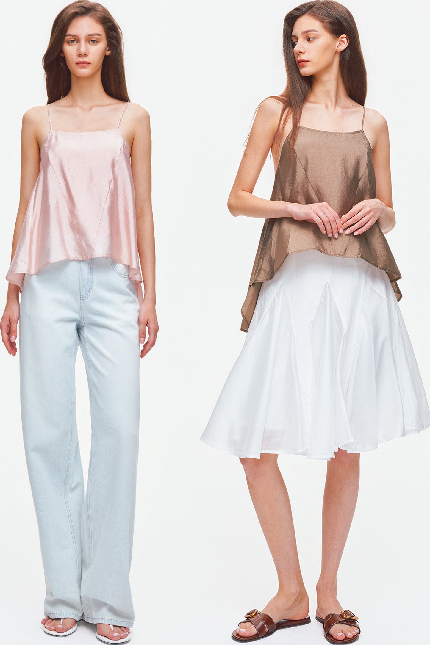 Top canotta asimmetrico in satin