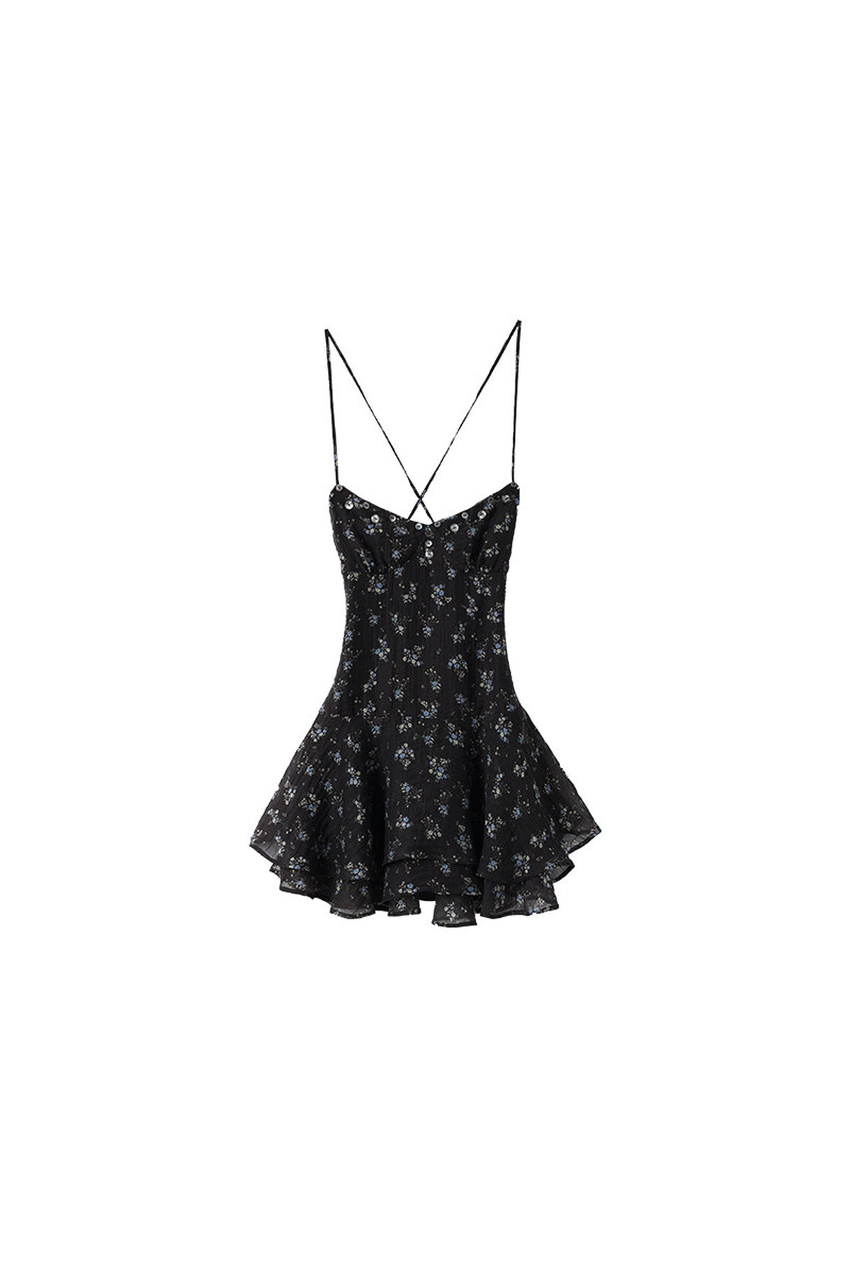 Floral Chiffon Ruffle Hem Slip Dress