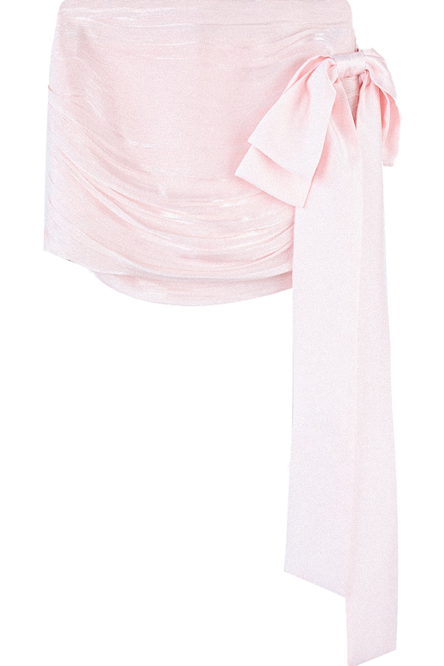 Set aus schimmerndem puderfarbenem Bandeau-Oberteil und Plisseerock