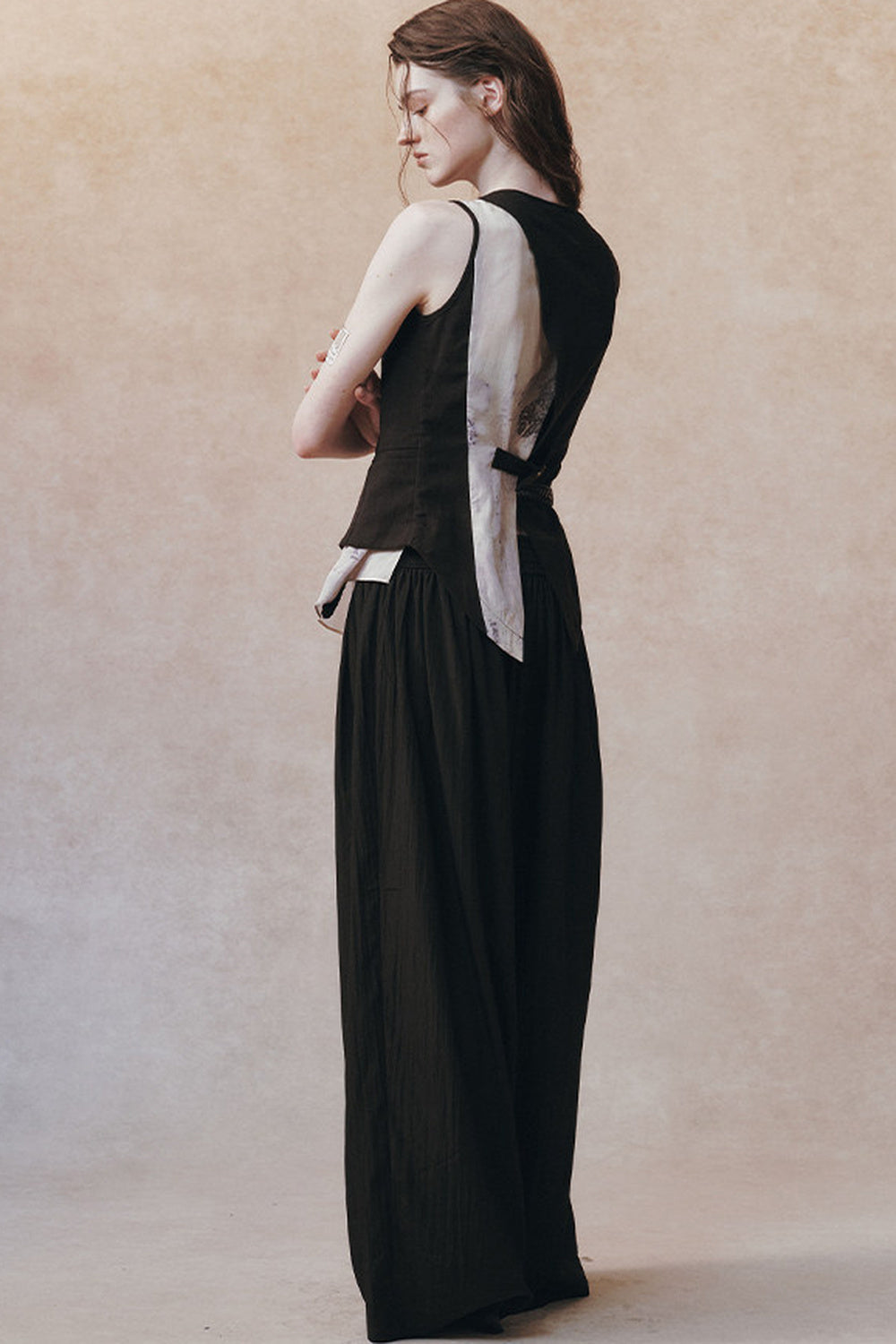 Tencel Ramie Asymmetric Tie-Up Vest