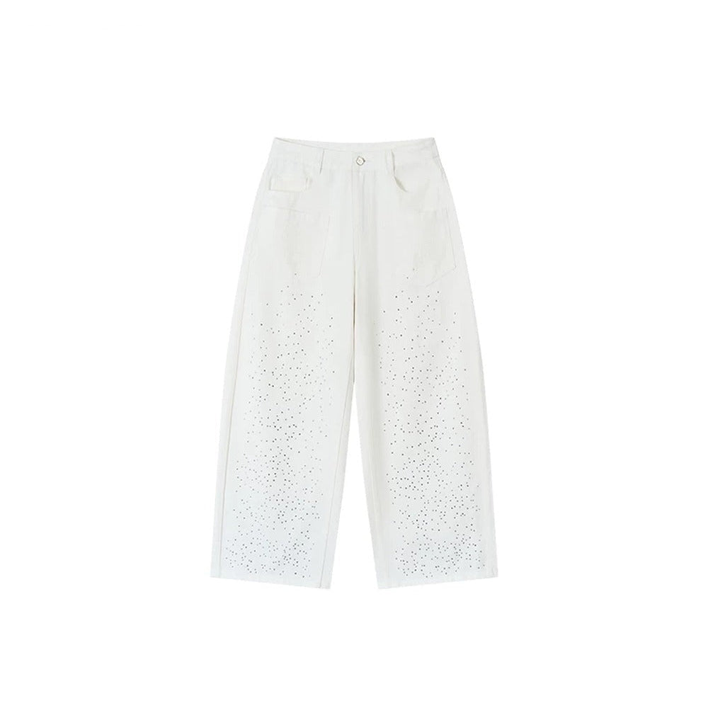 Vintage Rhinestone Wide-Leg Jeans