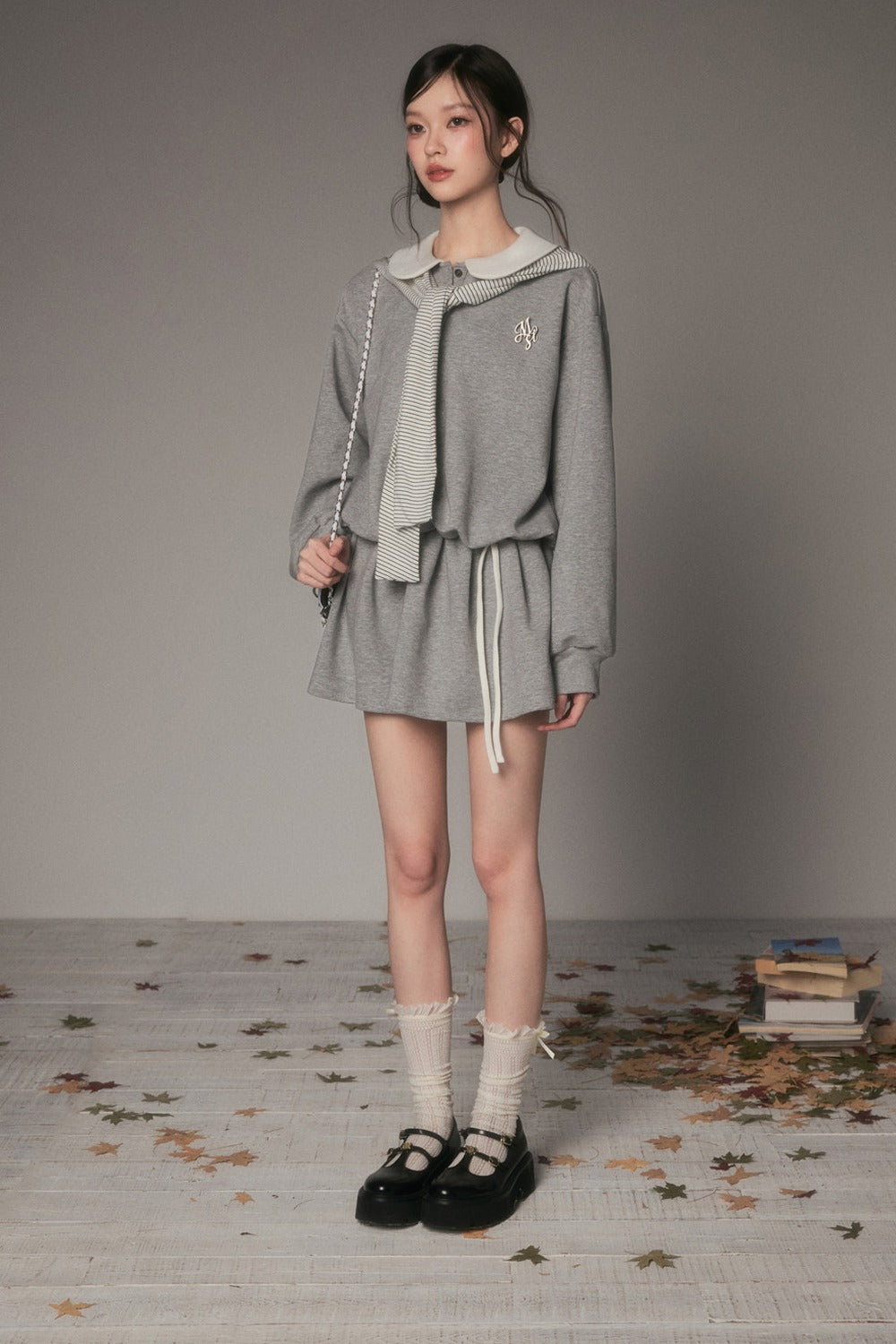 Layered-Look Long-Sleeved Sweatshirt Dress