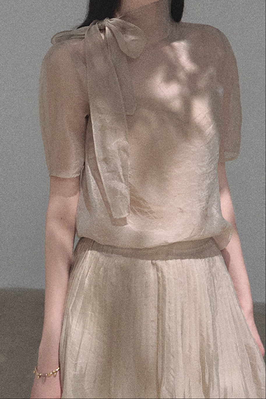Chiffon Blouse and Pleated Skirt Set-Up