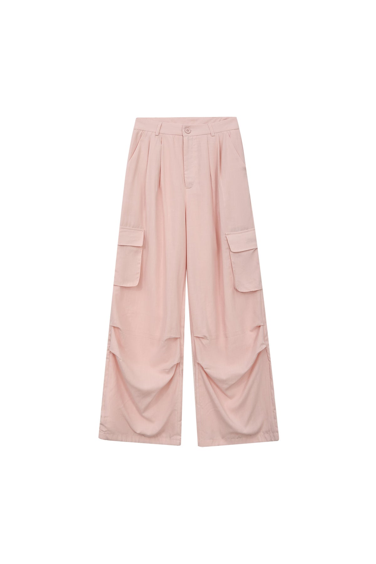 Pink High-Waisted Wide-Leg Cargo Pants