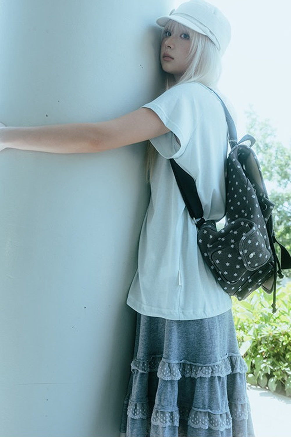 Canvas-Rucksack mit sechszackigem Stern und mehreren Taschen