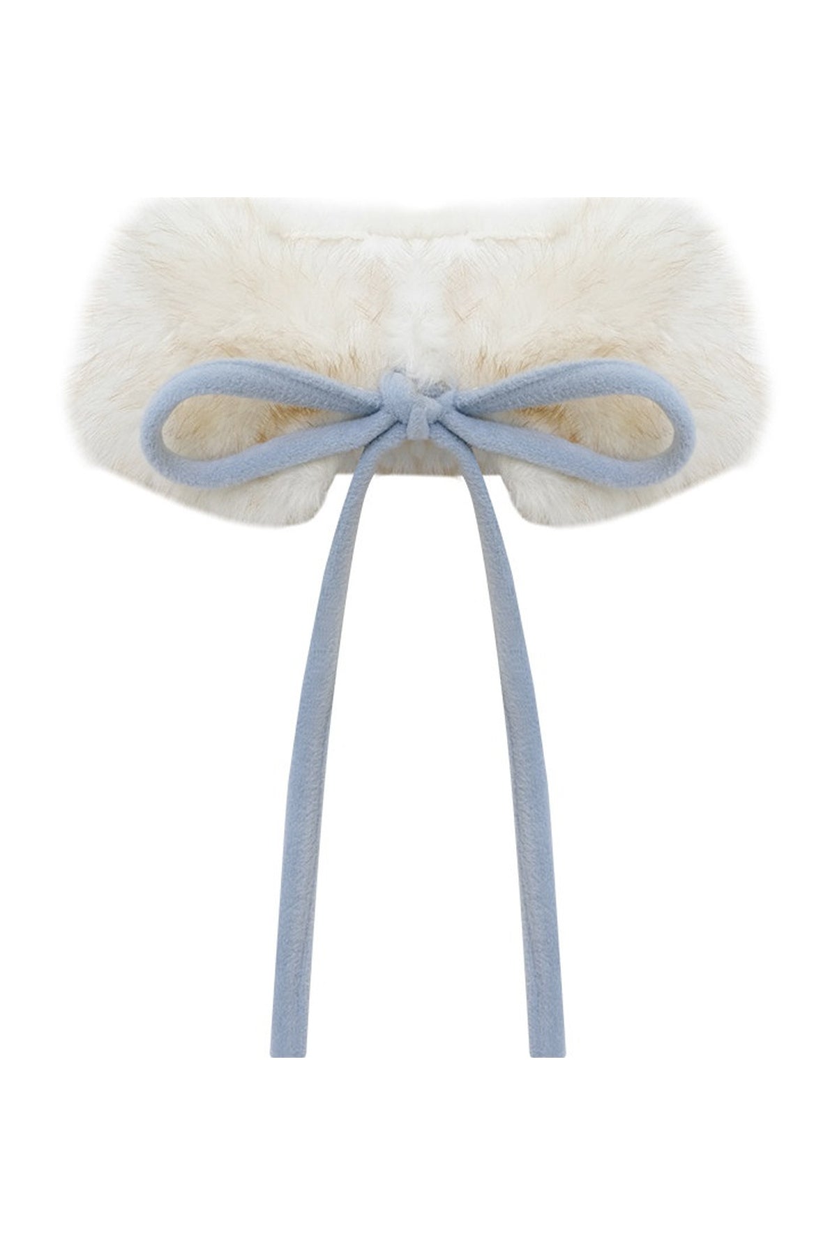 Light Blue Plush Stand Collar Coat