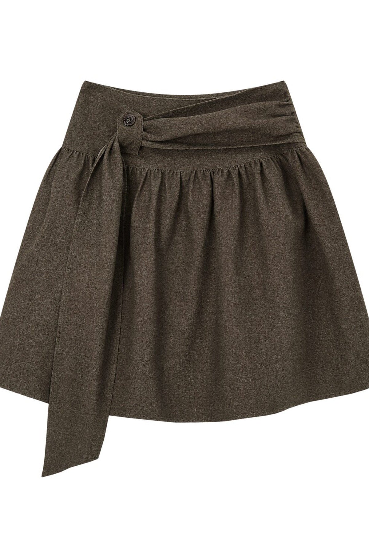 Tie-Waist Pleated A-Line Skirt