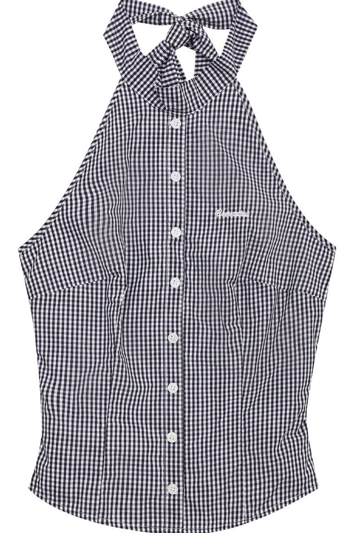 Plaid Bow Tie Halter Top