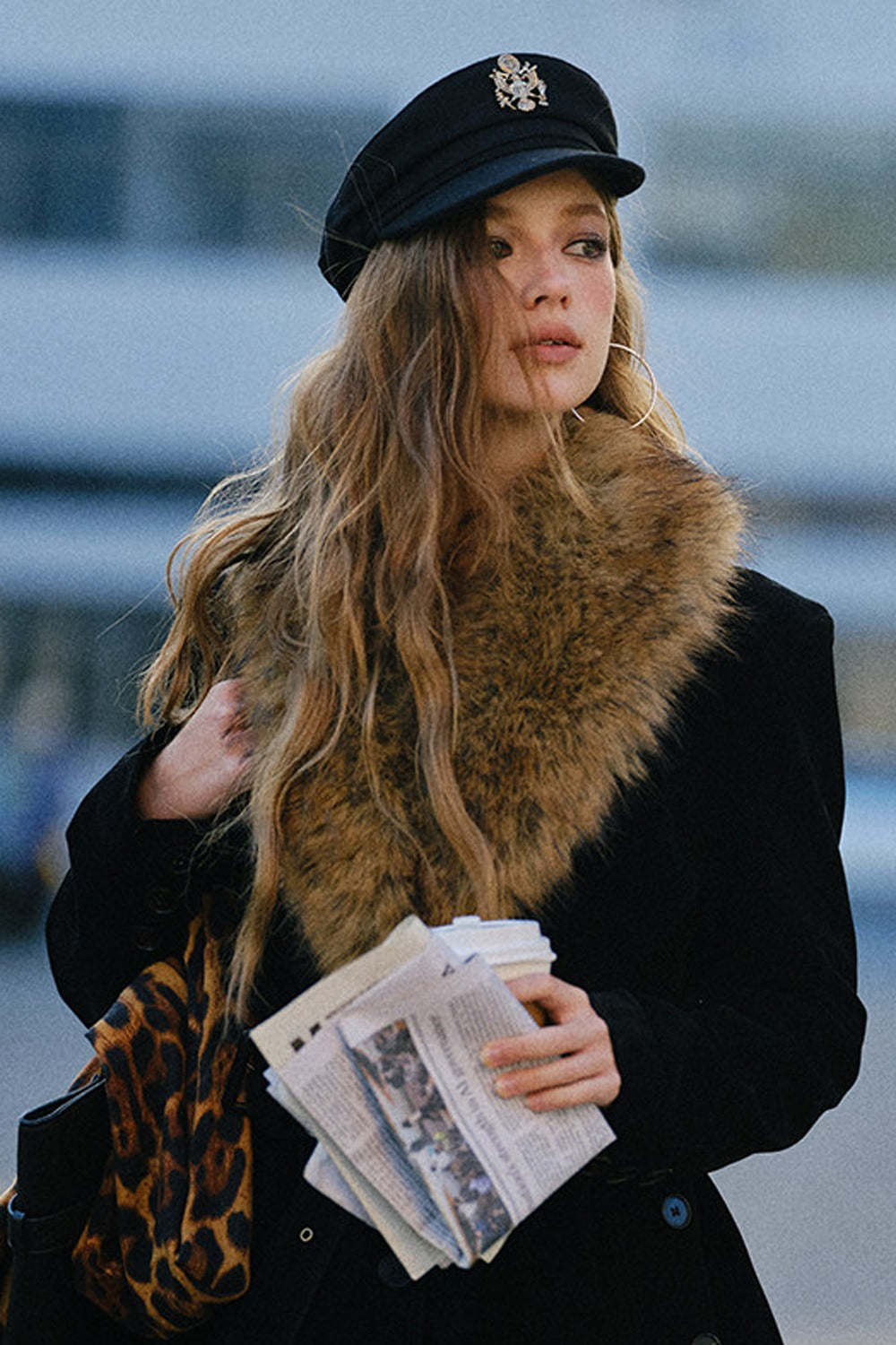 Belted Suede Fur Collar Jacket