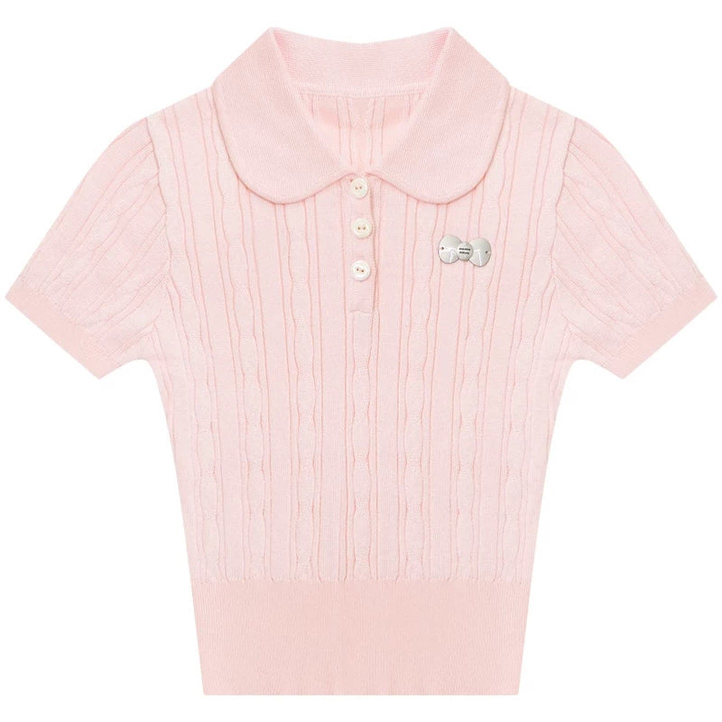 Tee-shirt en maille rose à douce torsade