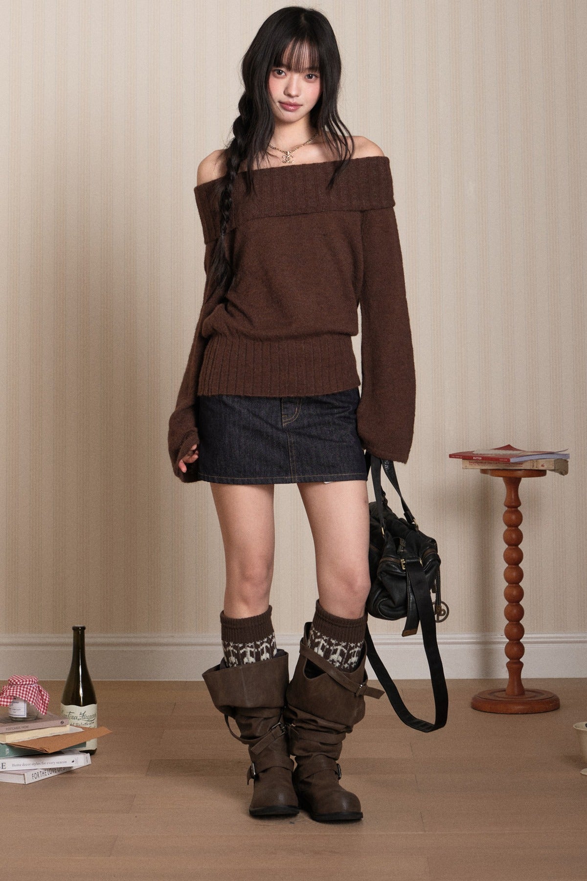 Off-Shoulder Knit Top