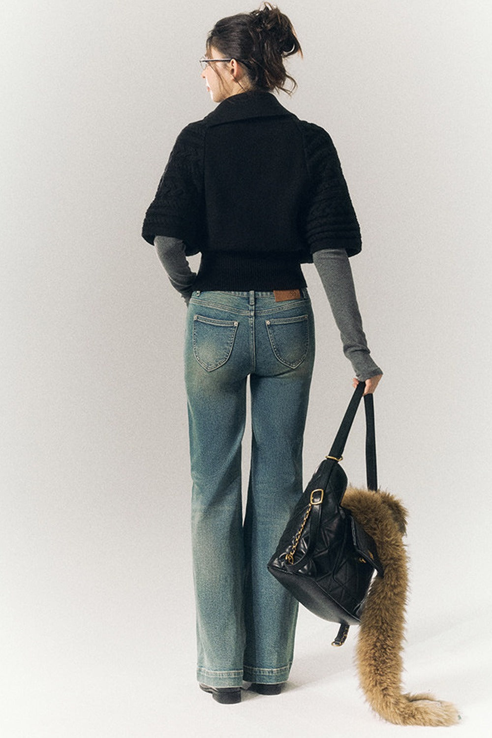 Cable Knit Lapel Cape Sweater