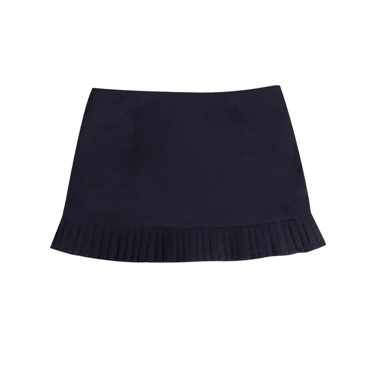 Navy Blue Pleated A-Line Suit Skirt