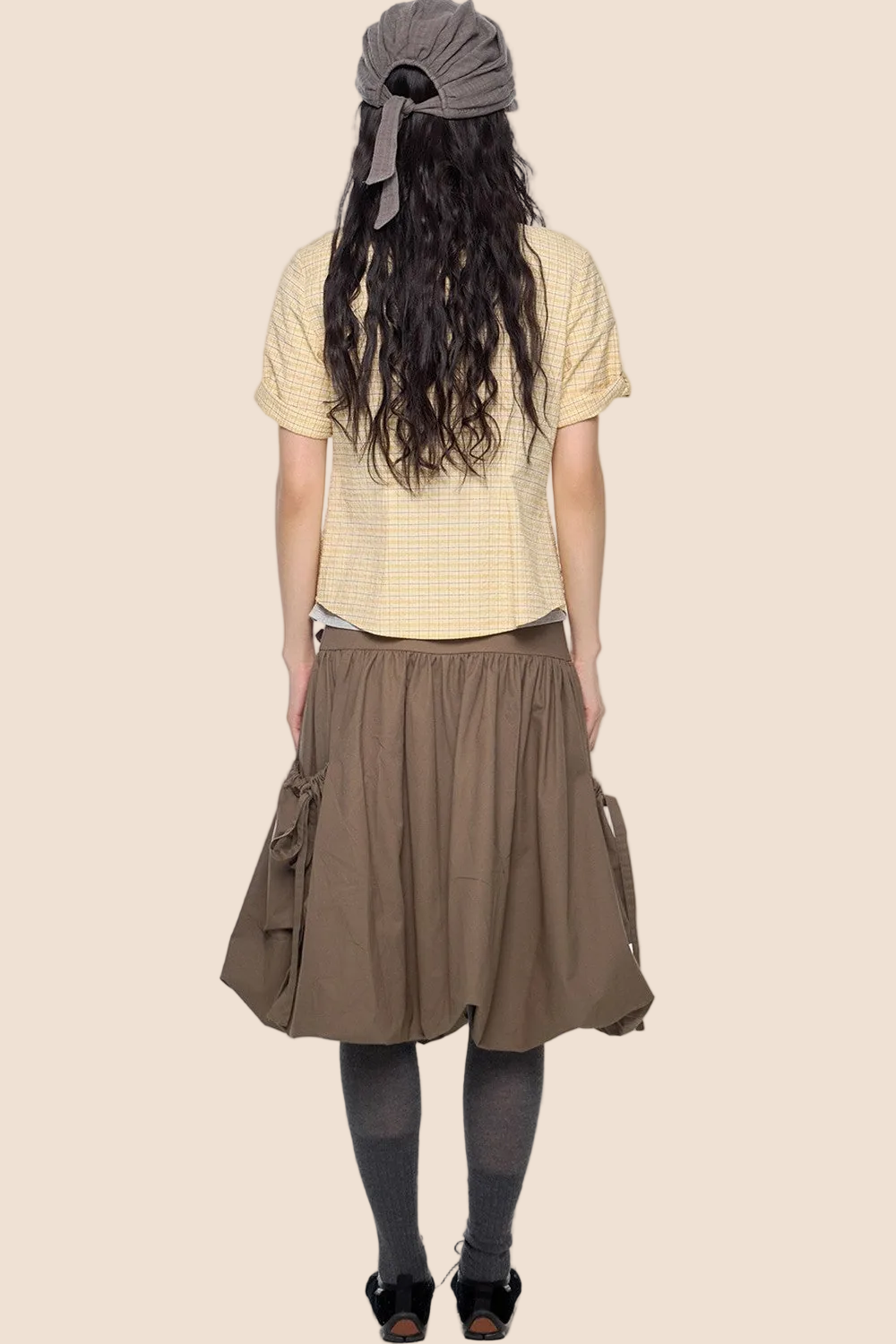 Plaid Retro Waist-Cinching Blouse