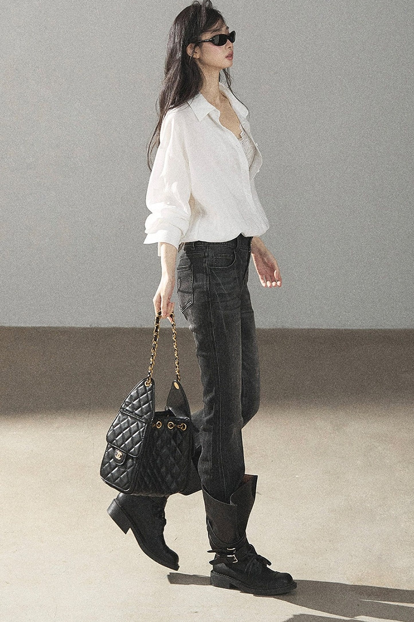 White Layered-Look Linen Shirt